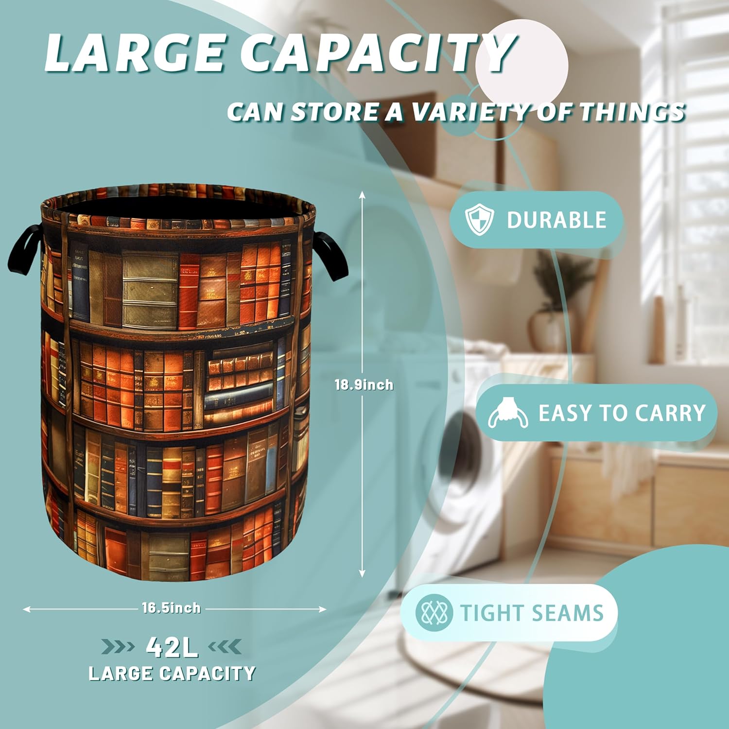 Retro Wooden Laundry Basket 189x165 for Home Kitchen