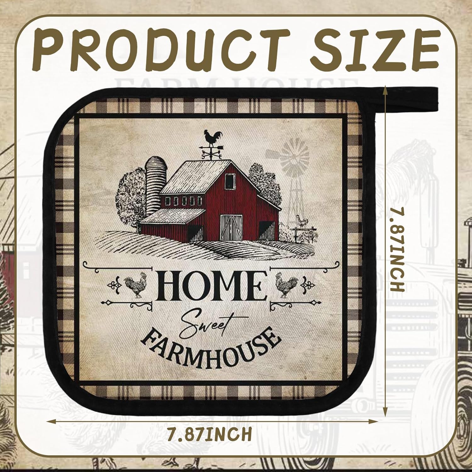 Bencailor 12 Pcs Farmhouse Rooster Potholders and Oven Mitts