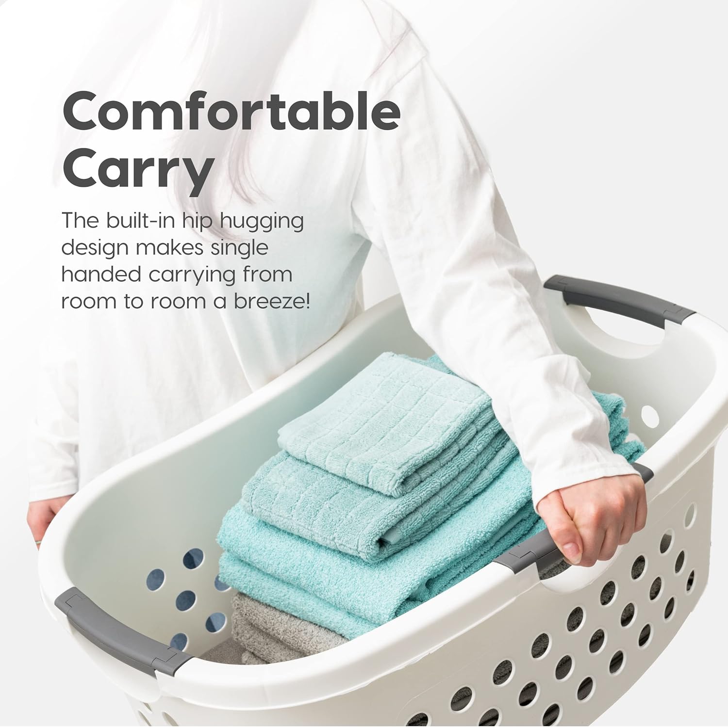 IRIS USA 50L Plastic Hip Hold Laundry Basket 3-Pack