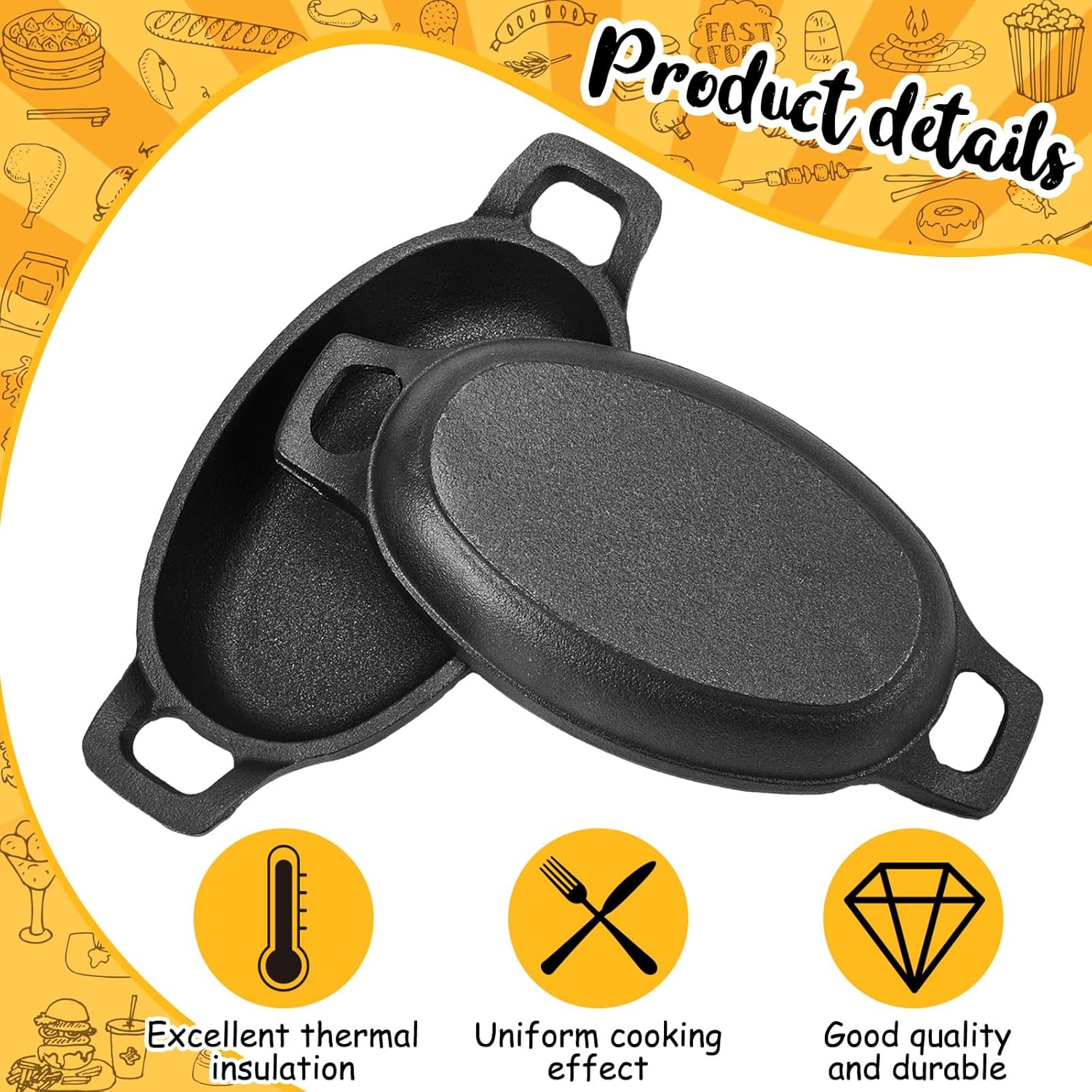 Compact 6-Piece Mini Cast Iron Skillet Set