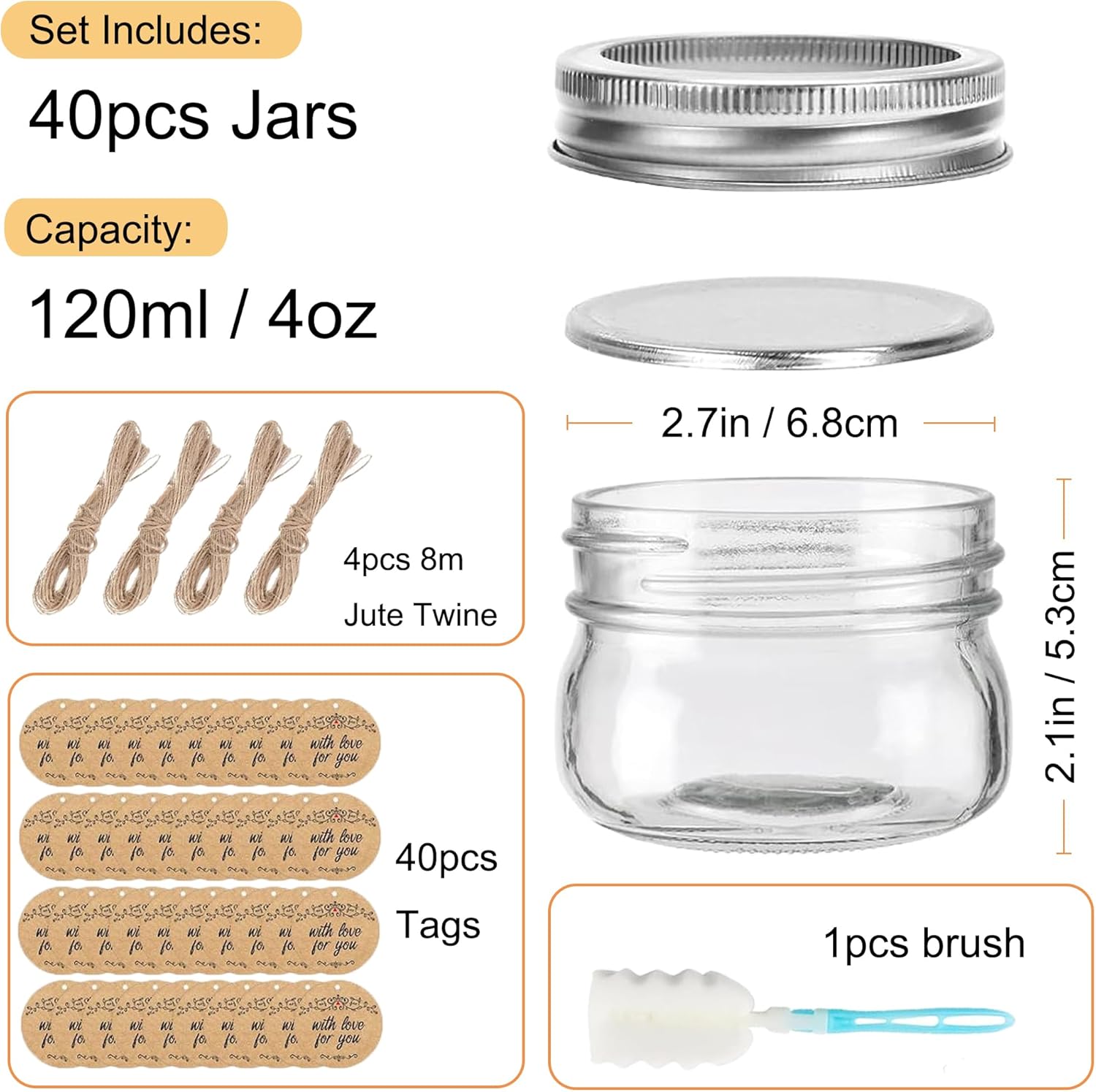 Josisi 4oz Mason Jars