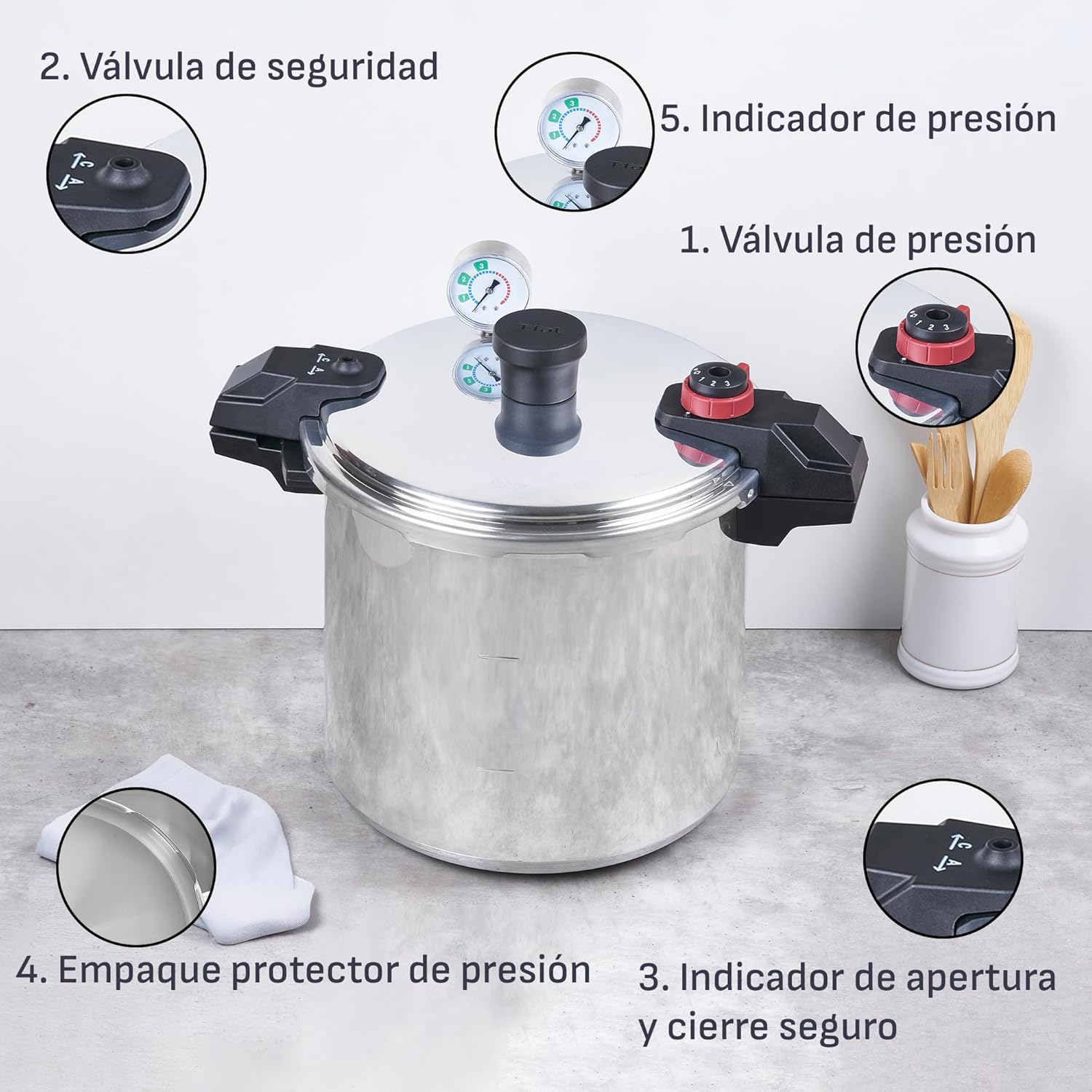 T-Fal 22 Quart Pressure Cooker Set with 3 PSI Settings
