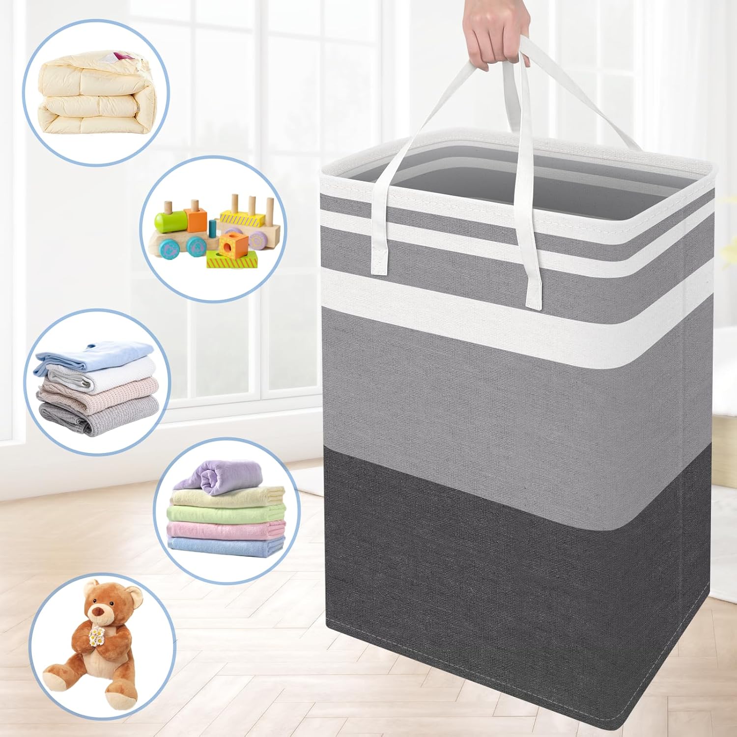 BlissTotes 3-Pack collapsible laundry basket waterproof easy to carry