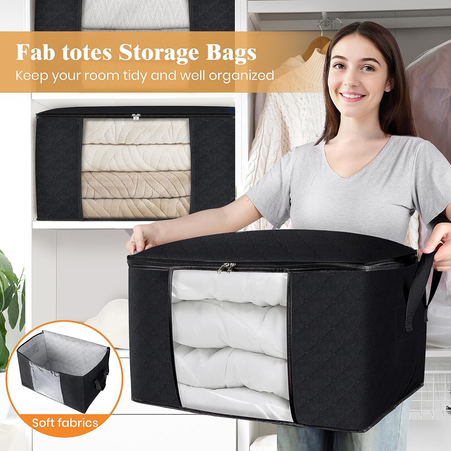 6 Pack Storage Totes - Black