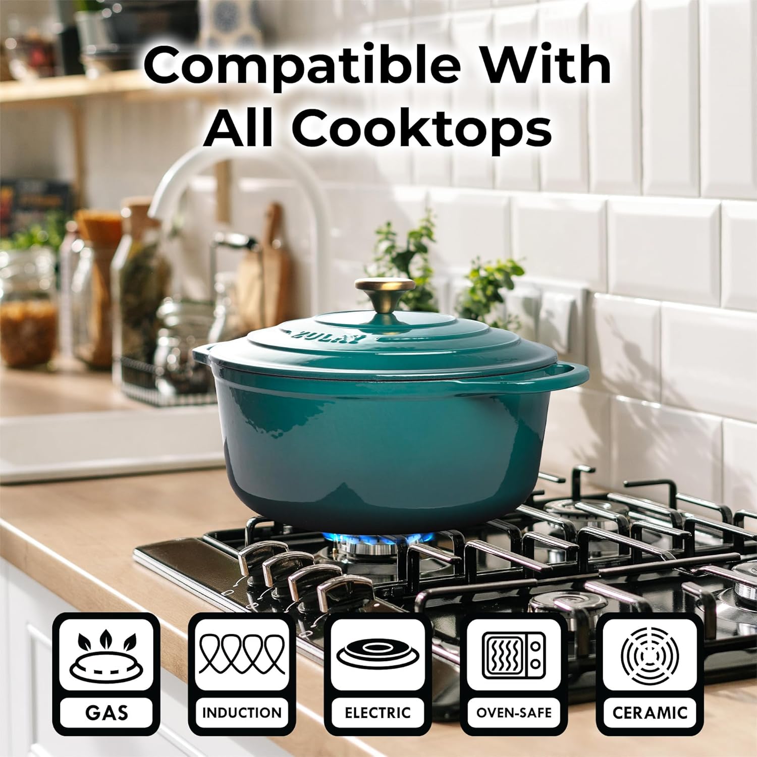 Zulay Premium 6 Quart Cast Iron Dutch Oven with Lid