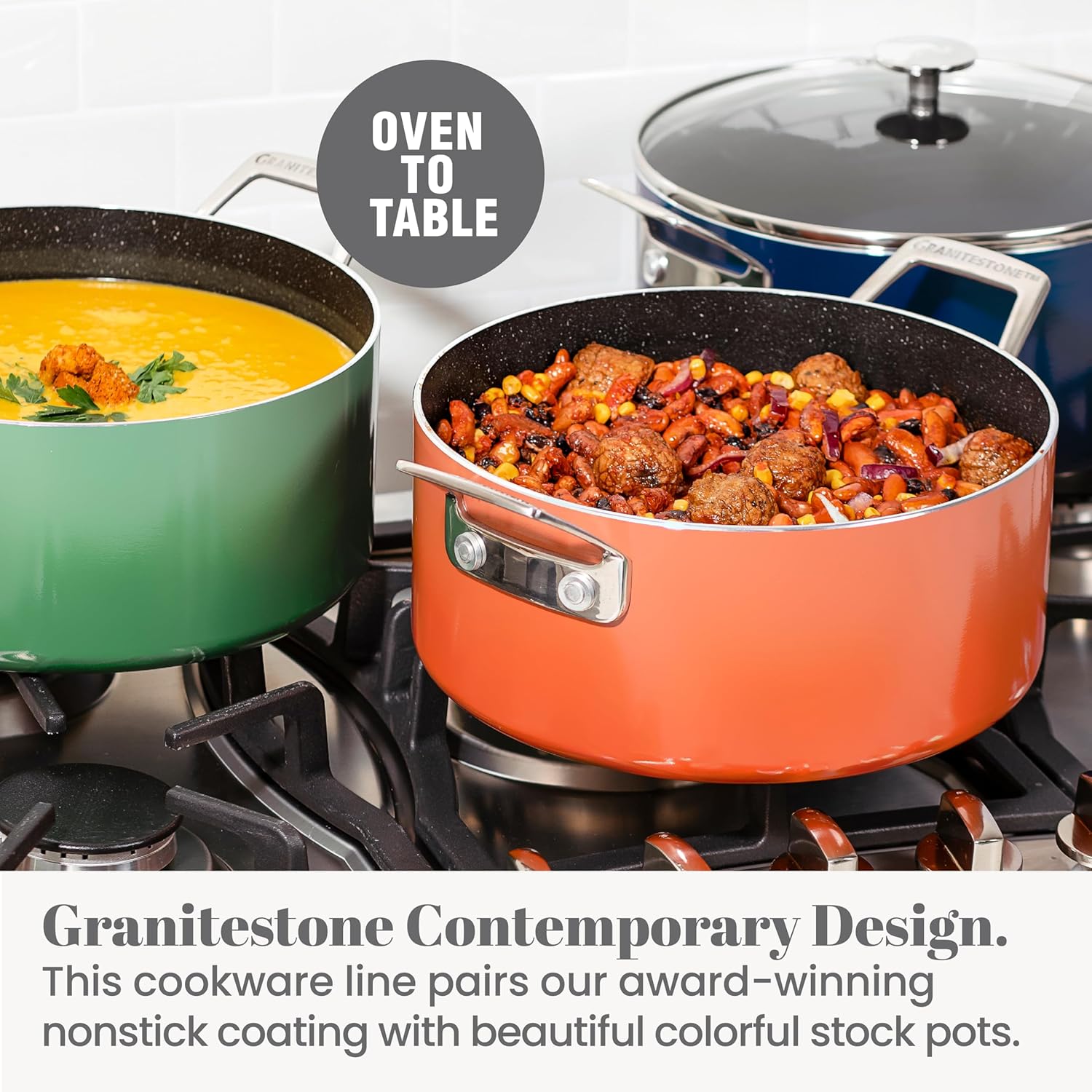 Granitestone 5 Qt Enamel Nonstick Stock Pot with Lid