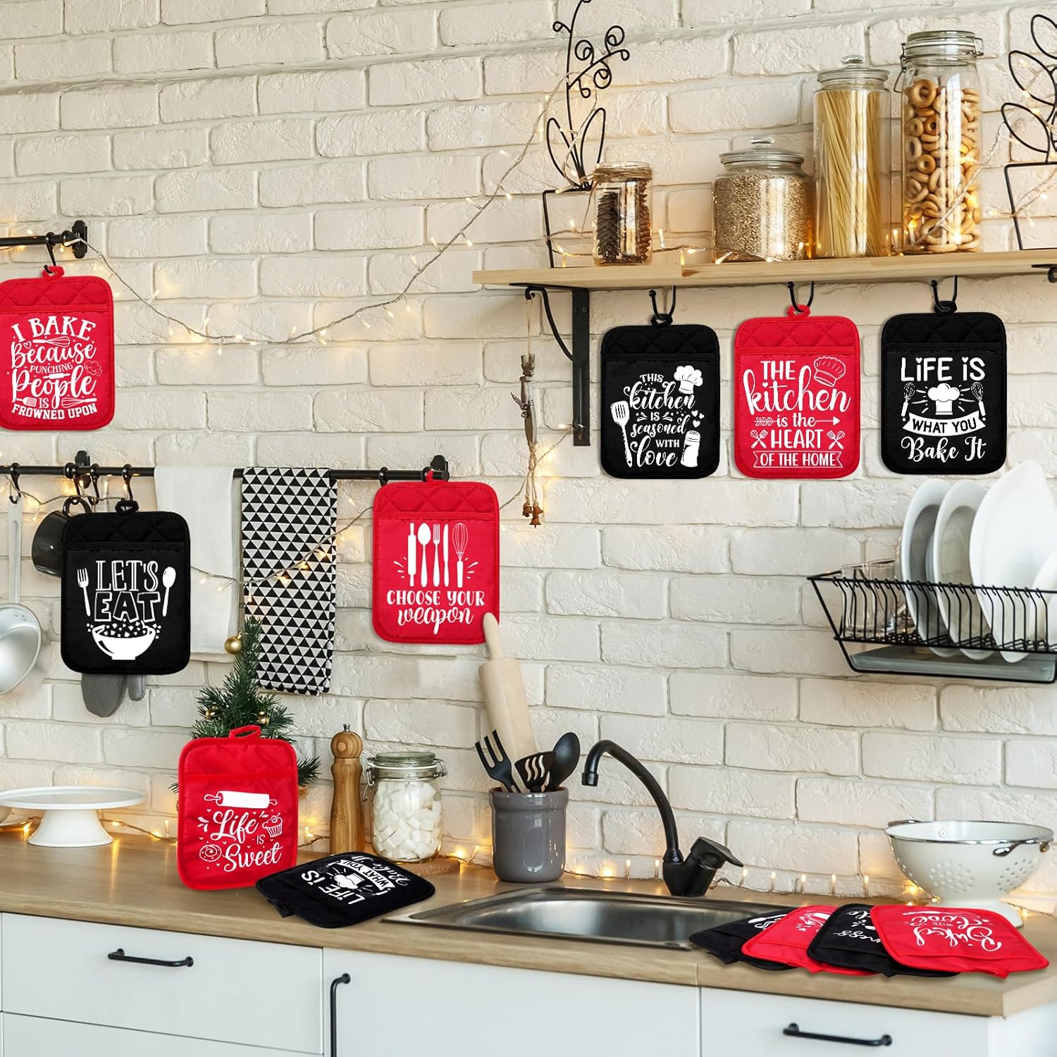 12 Pcs Funny Kitchen Pot Holders with Pocket for Baking and Beyond