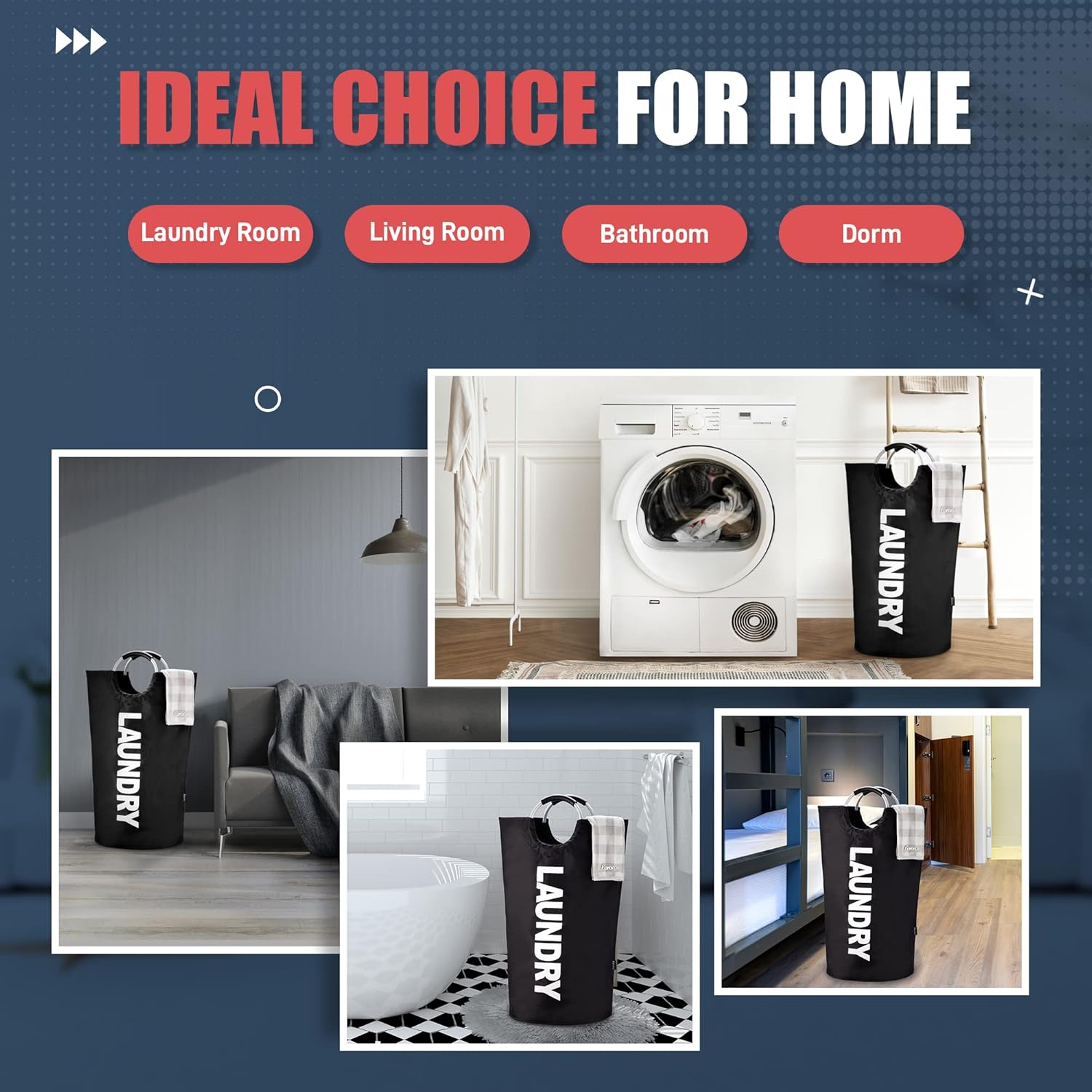 Sturdy 90L Folding Laundry Hamper 13 Colors