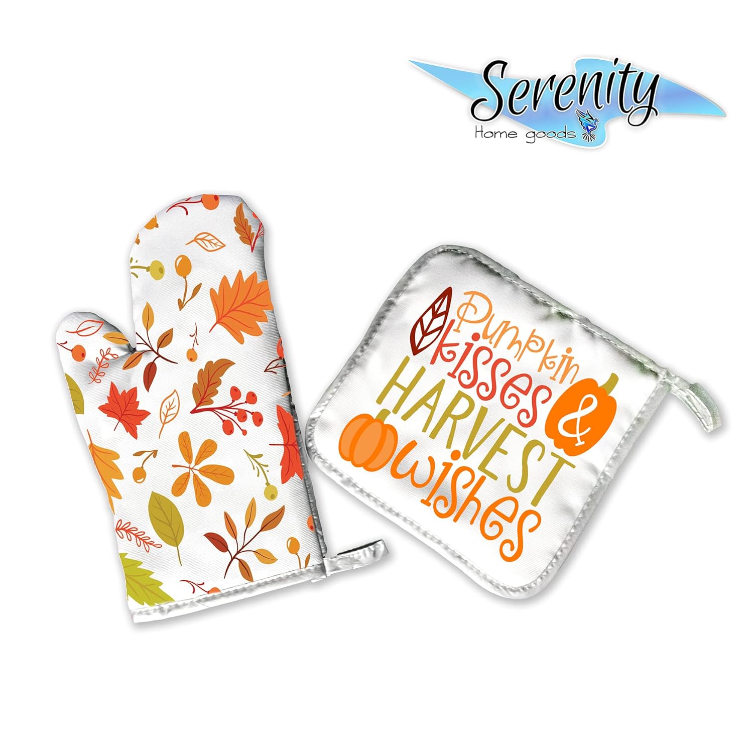 Decorative Cloth Oven Mitt Pot Holder Set Autumn Halloween
