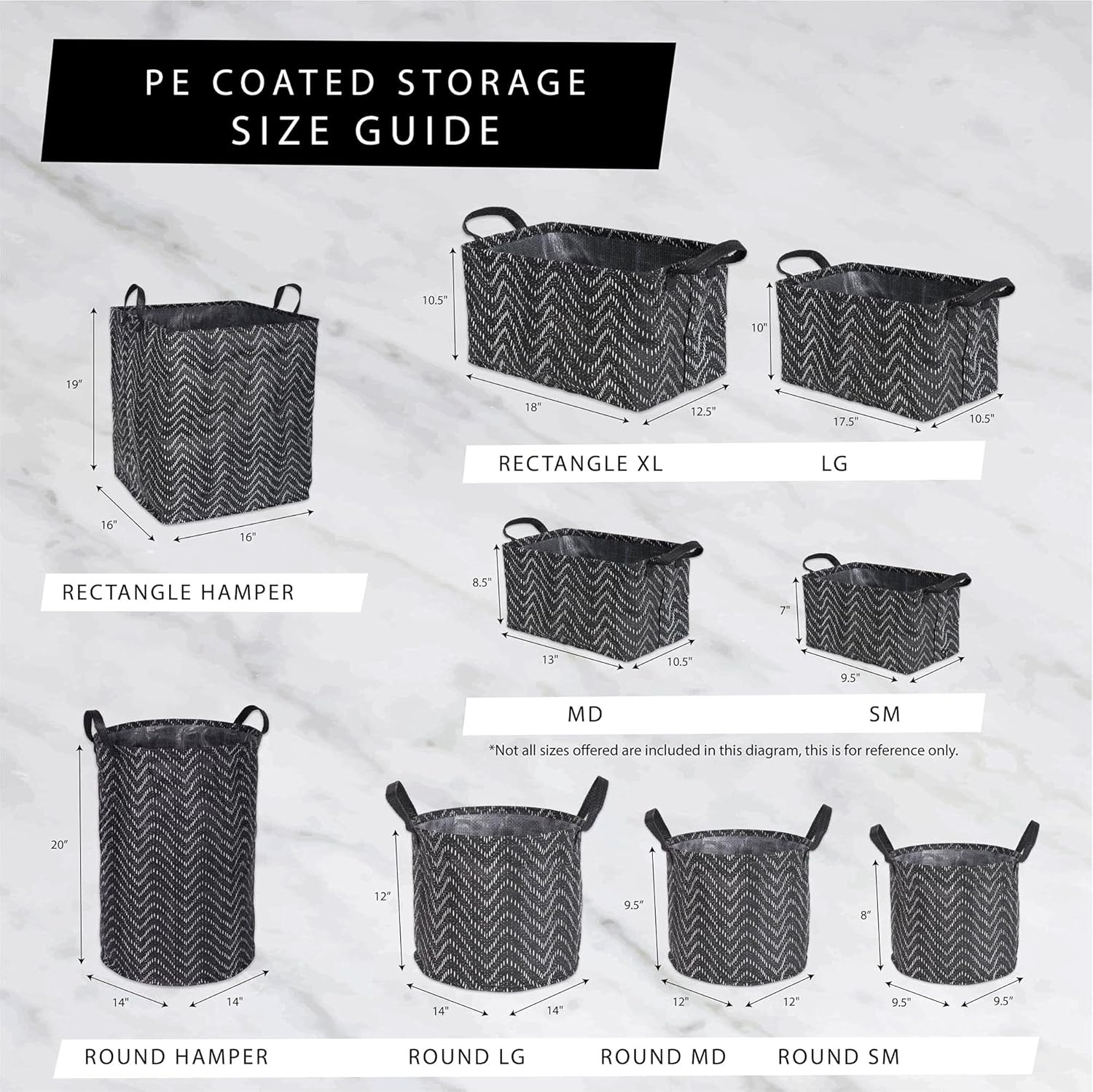 DII laundry storage collection Stone Stripe Collapsible Bins 2 piece set