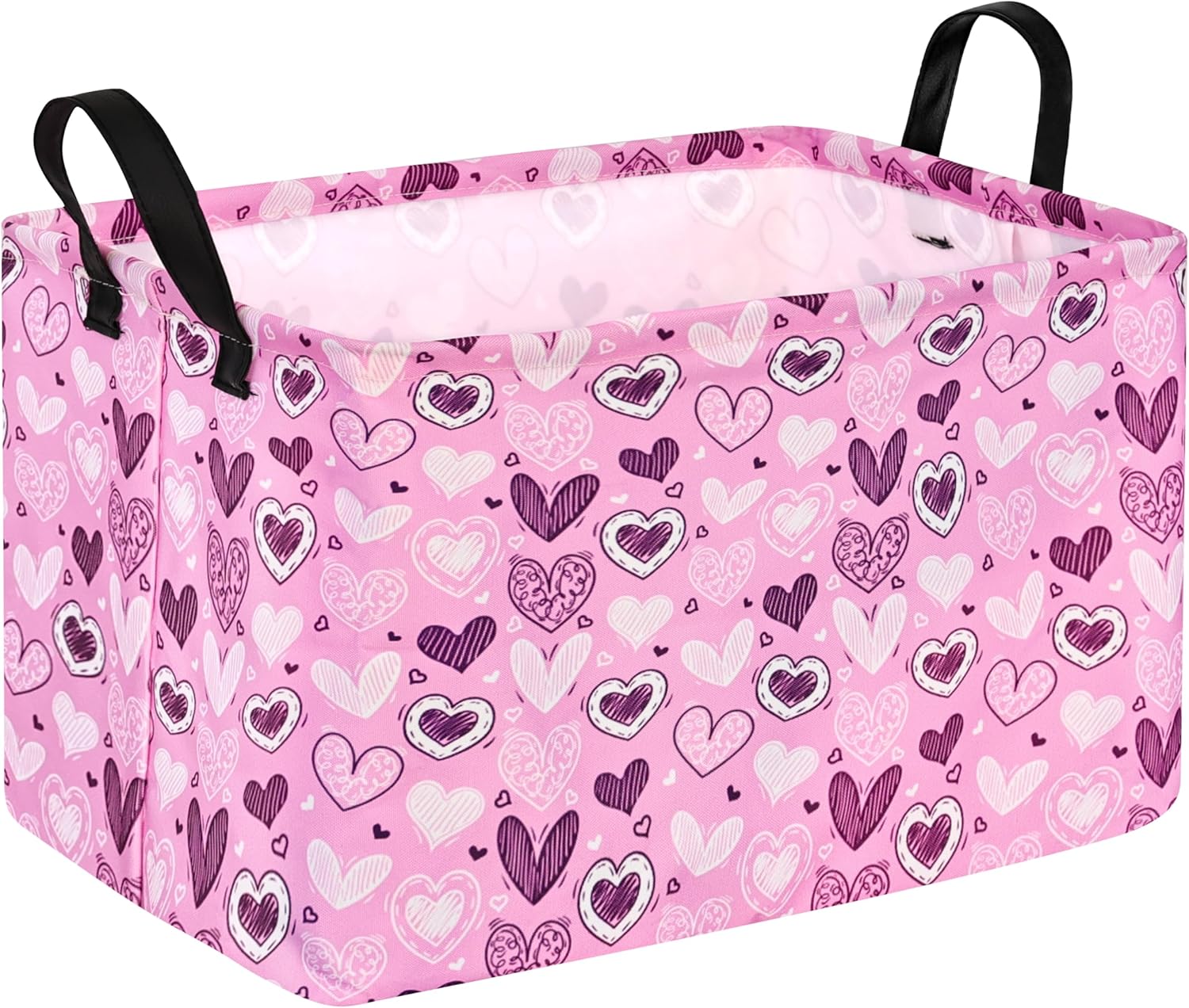 ACMUUNI Pink Heart Storage Basket for Kids and Laundry