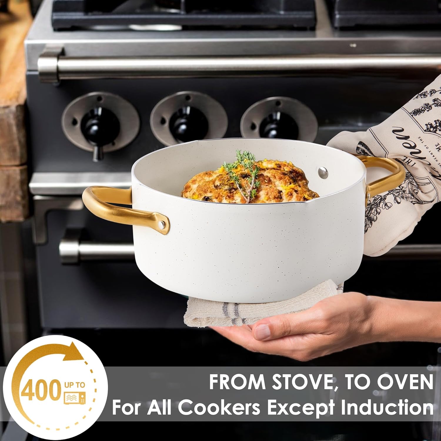 VONIKI 16 PCS Nonstick Cookware Set with Dutch Oven and Utensils