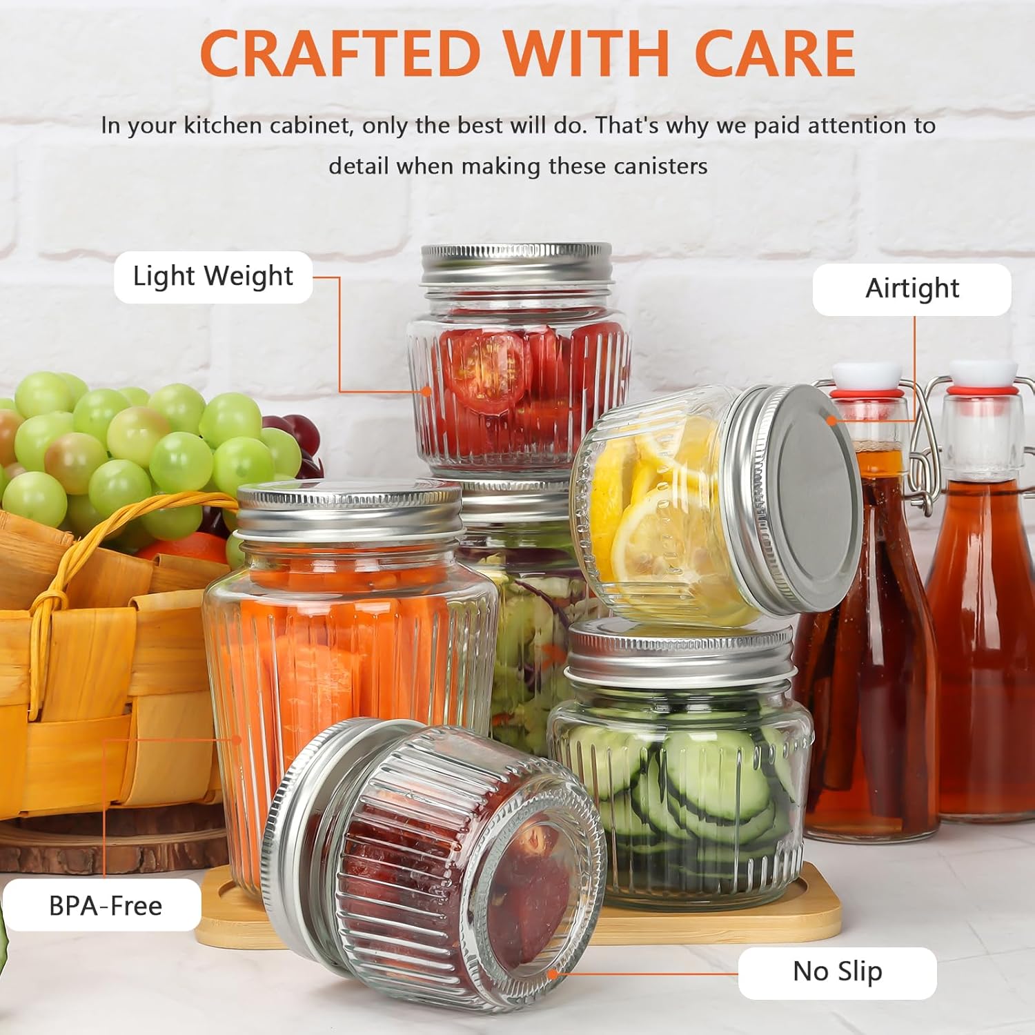 Cehomi 16 oz Glass Mason Jars with Lids - 4 Pack