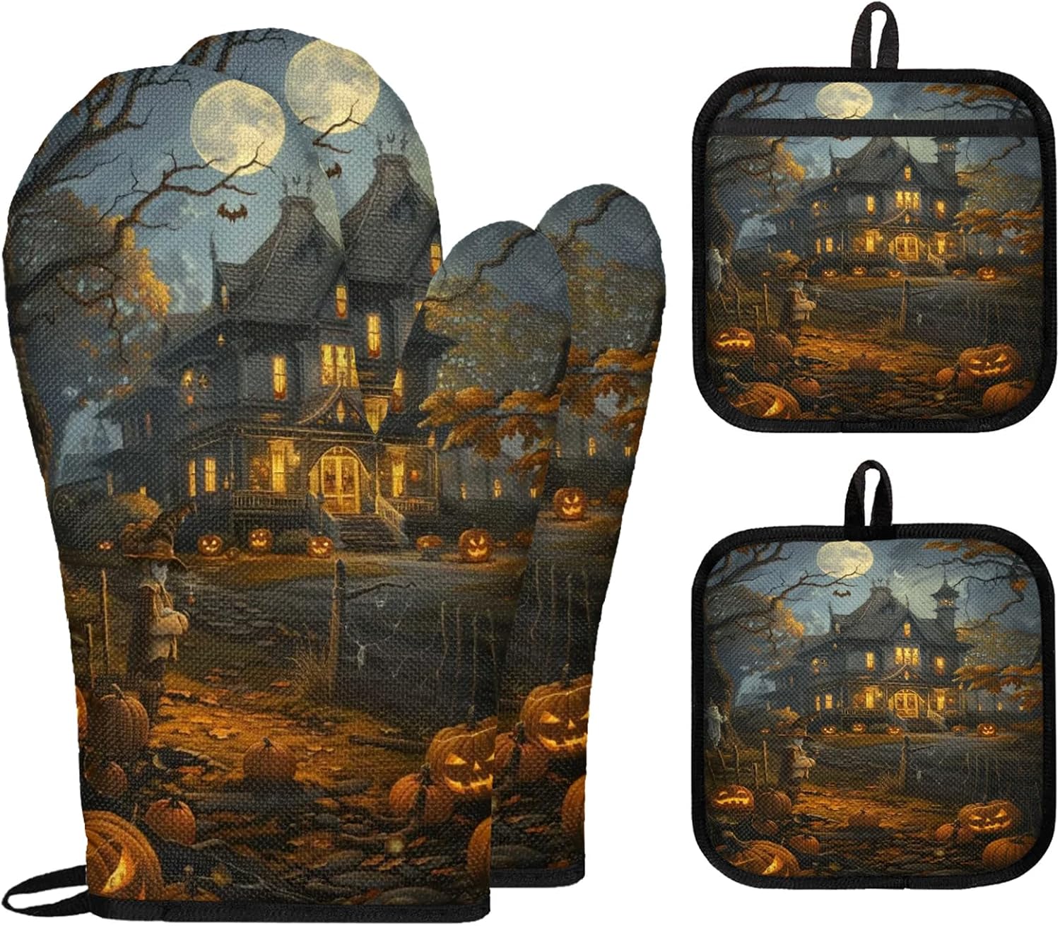TropicalLife Retro Halloween Oven Mitts Set