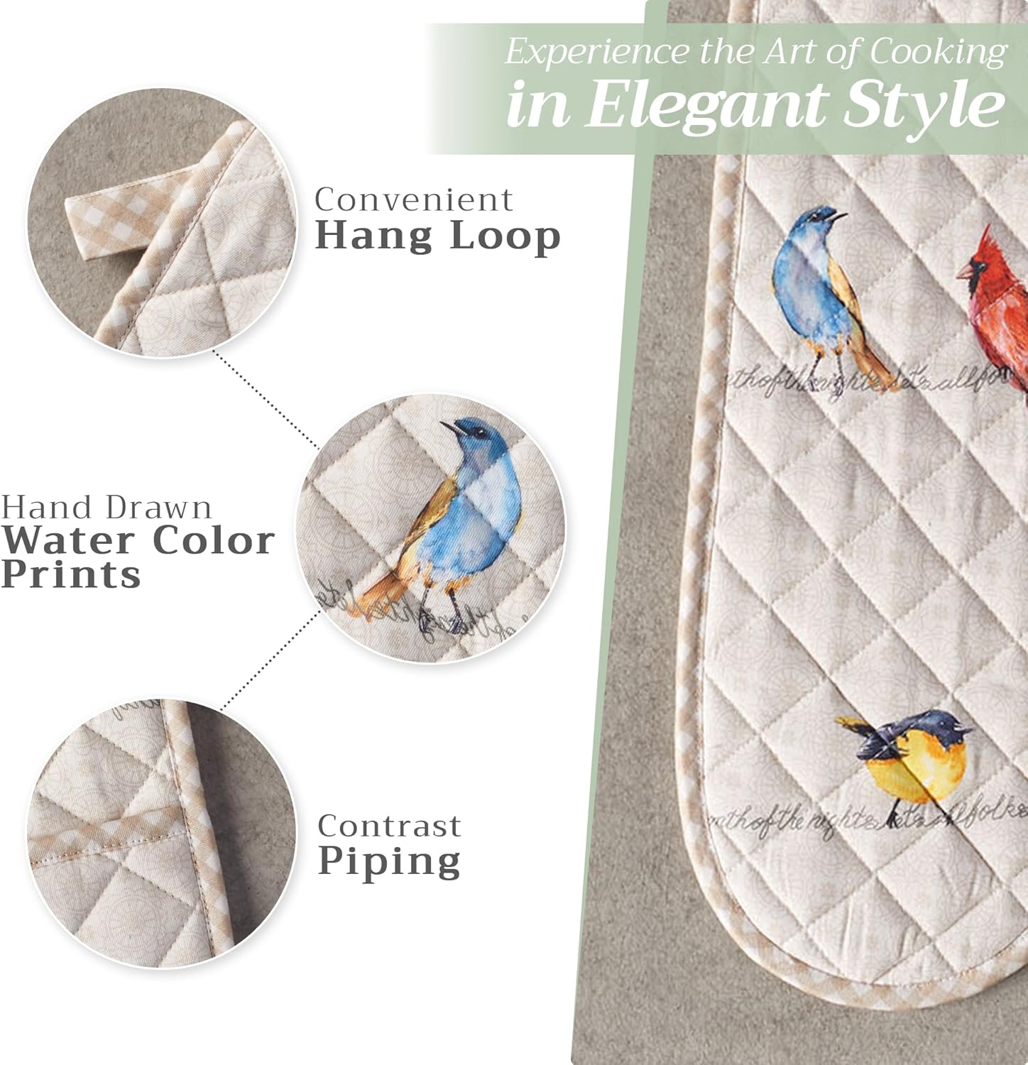Premium 100 Cotton Double Oven Mitts for Bakers Chefs