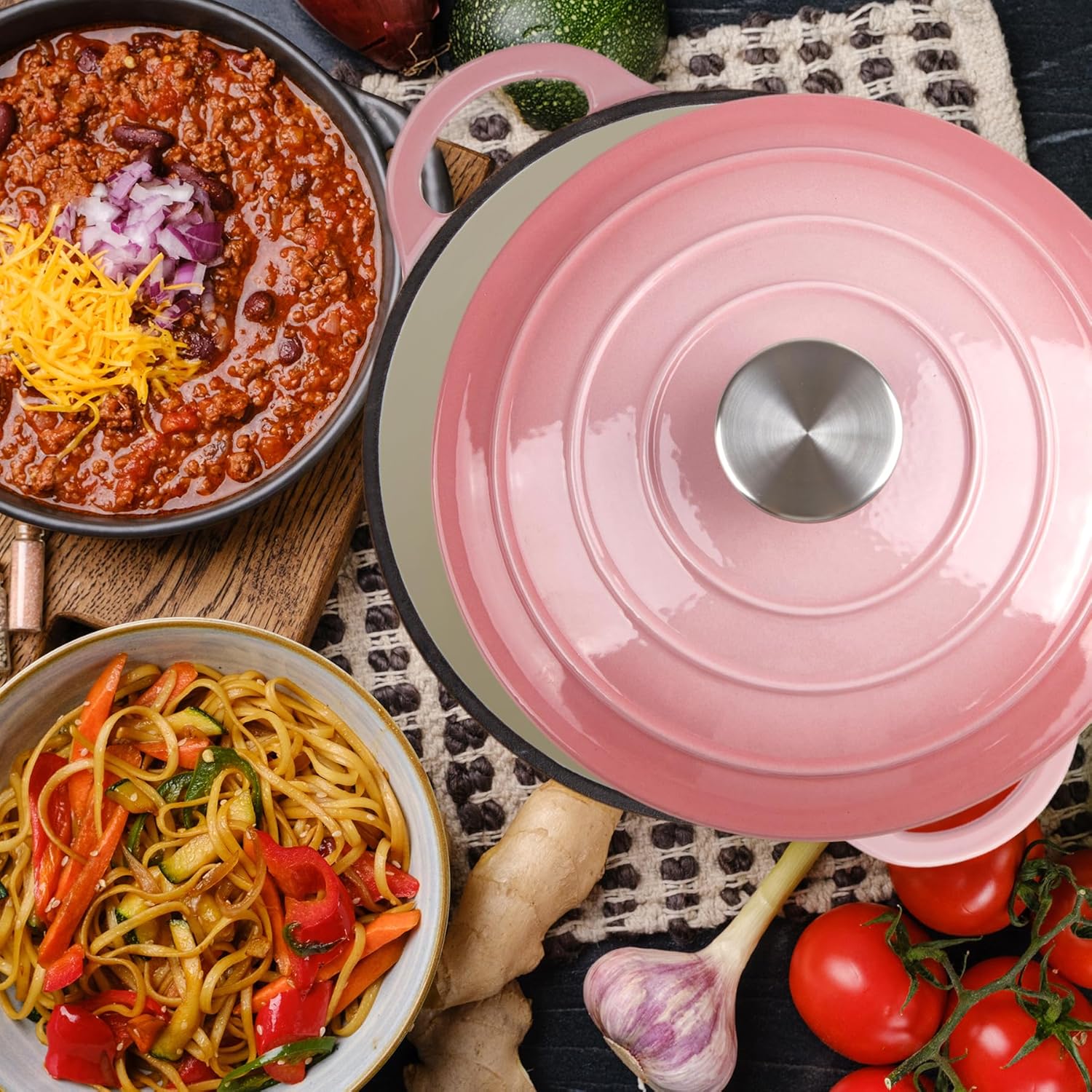 Oven Safe 3 Quart Enameled Cast Iron Dutch Oven Pot with Lid