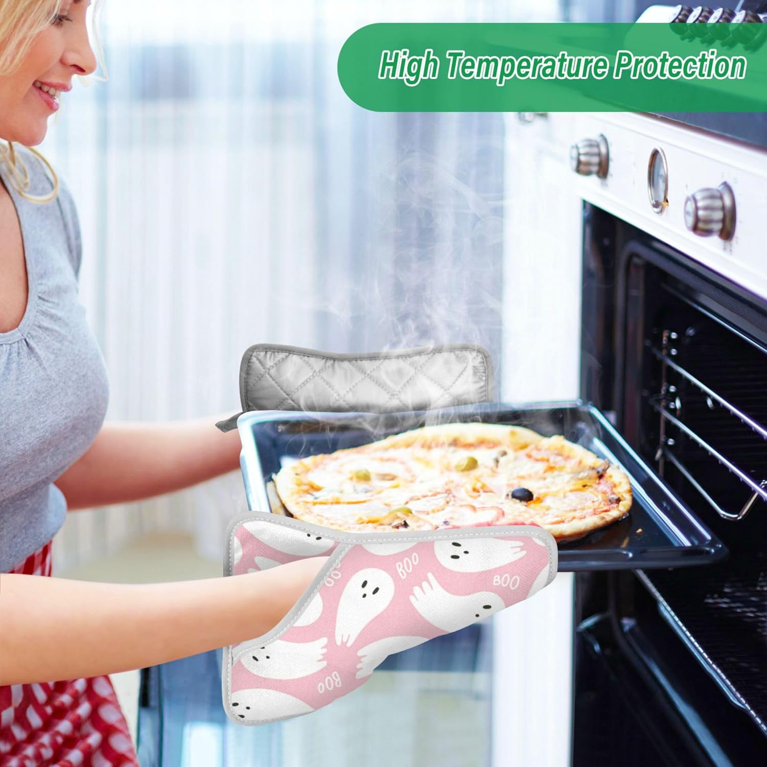 Sweet Halloween Pink Potholders Heat-Resistant Kitchen Pots Pans