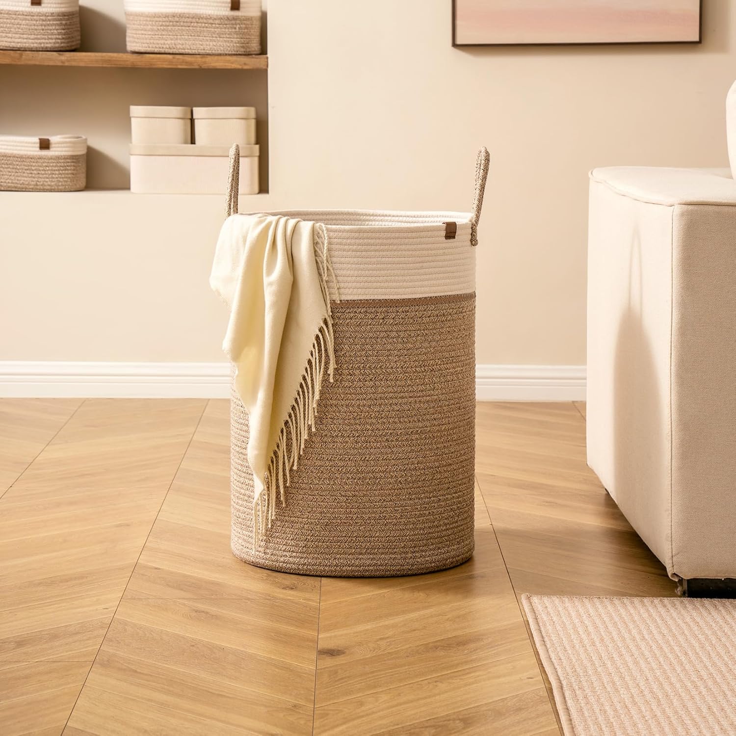 LA JOLIE MUSE 72L Durable Cotton Laundry Basket