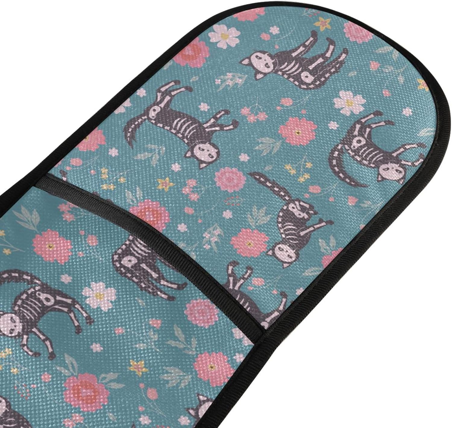 KLL Skeleton Cats Flowers Halloween Double Oven Mitts