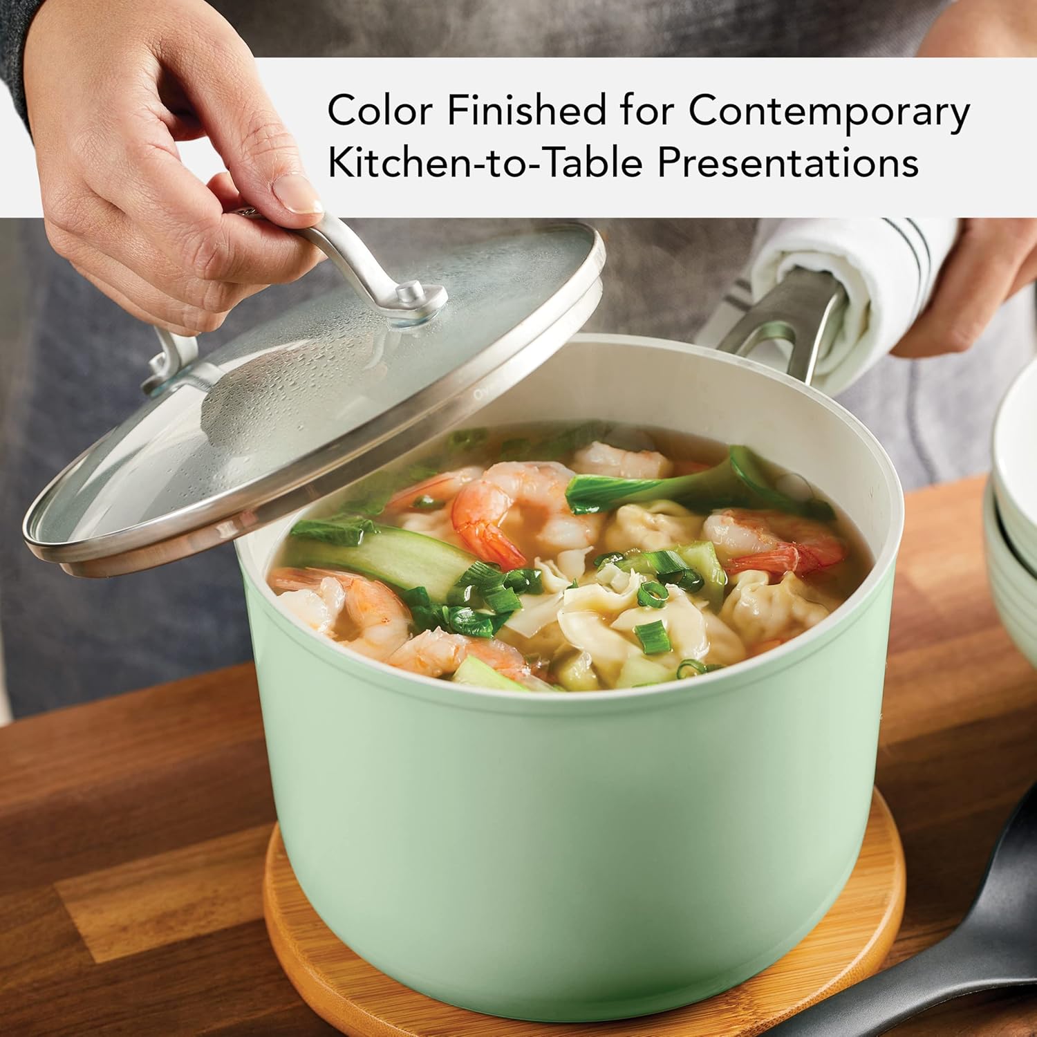 KitchenAid Hard Anodized Ceramic Nonstick 3 Quart Sauce Pan with Lid Pistachio