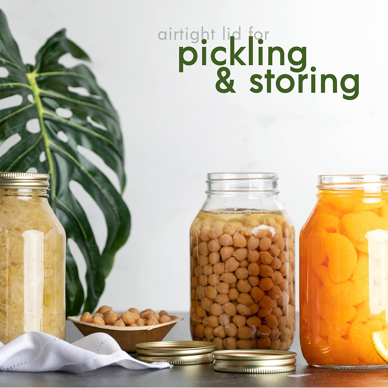 kitchentoolz 32-Ounce Canning Jars 4 Pack with Gold Lids