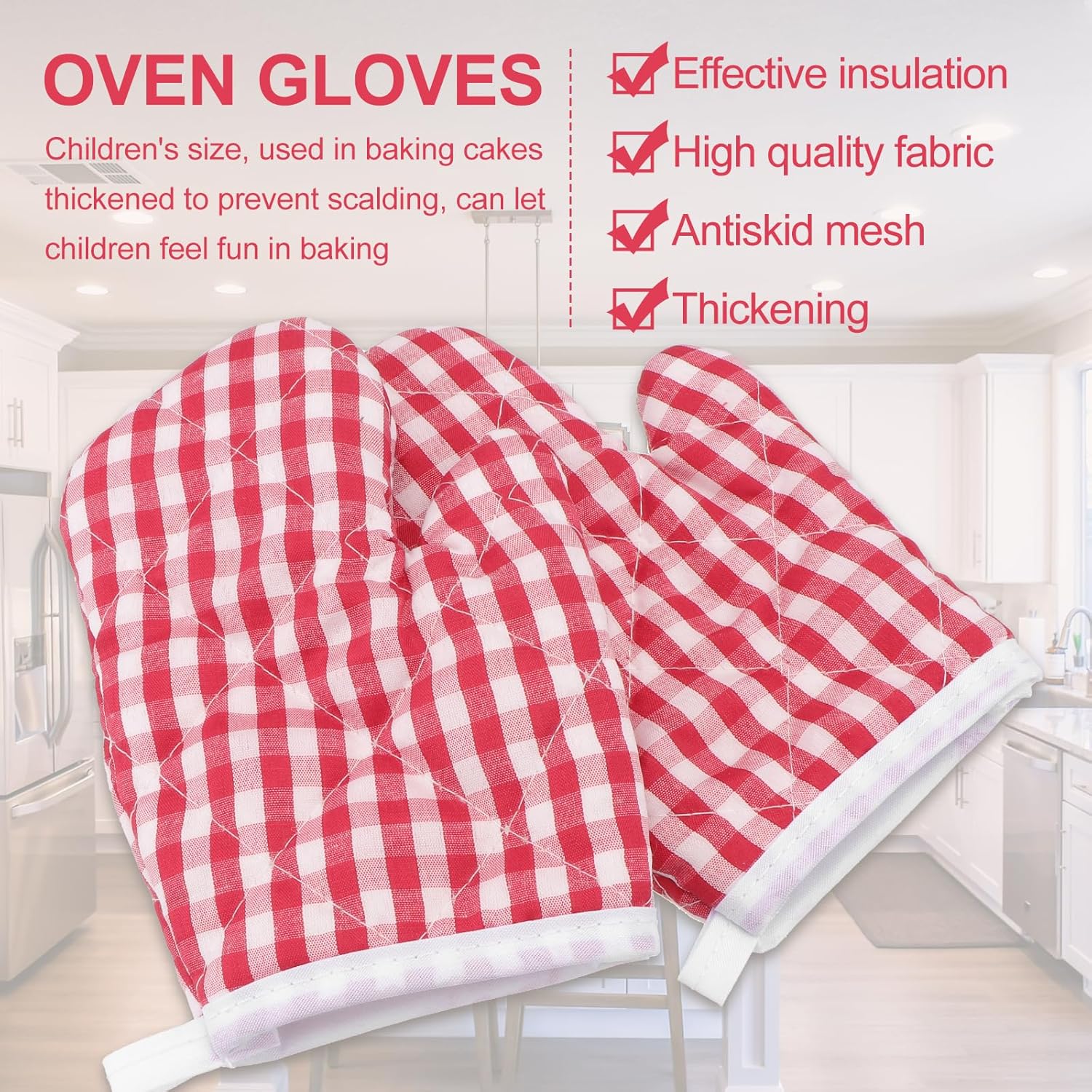 2-Piece Christmas Oven mitts for Kids BBQ equipments