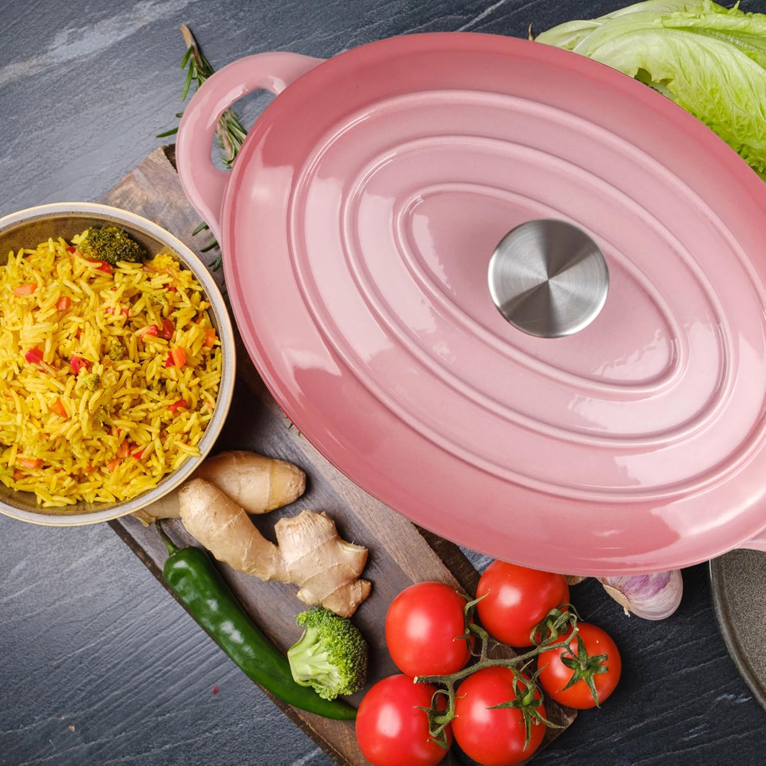 55 Quart Enameled Cast Iron Dutch Oven with Lid