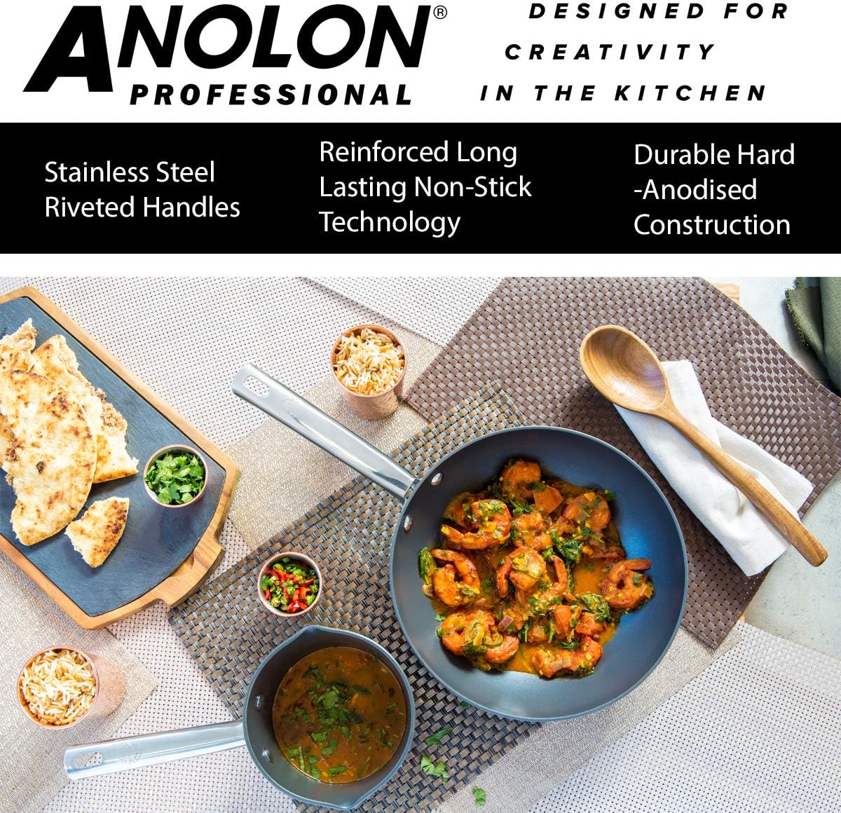 Anolon Professional Hard Anodised 26cm Stir Fry Pan Black