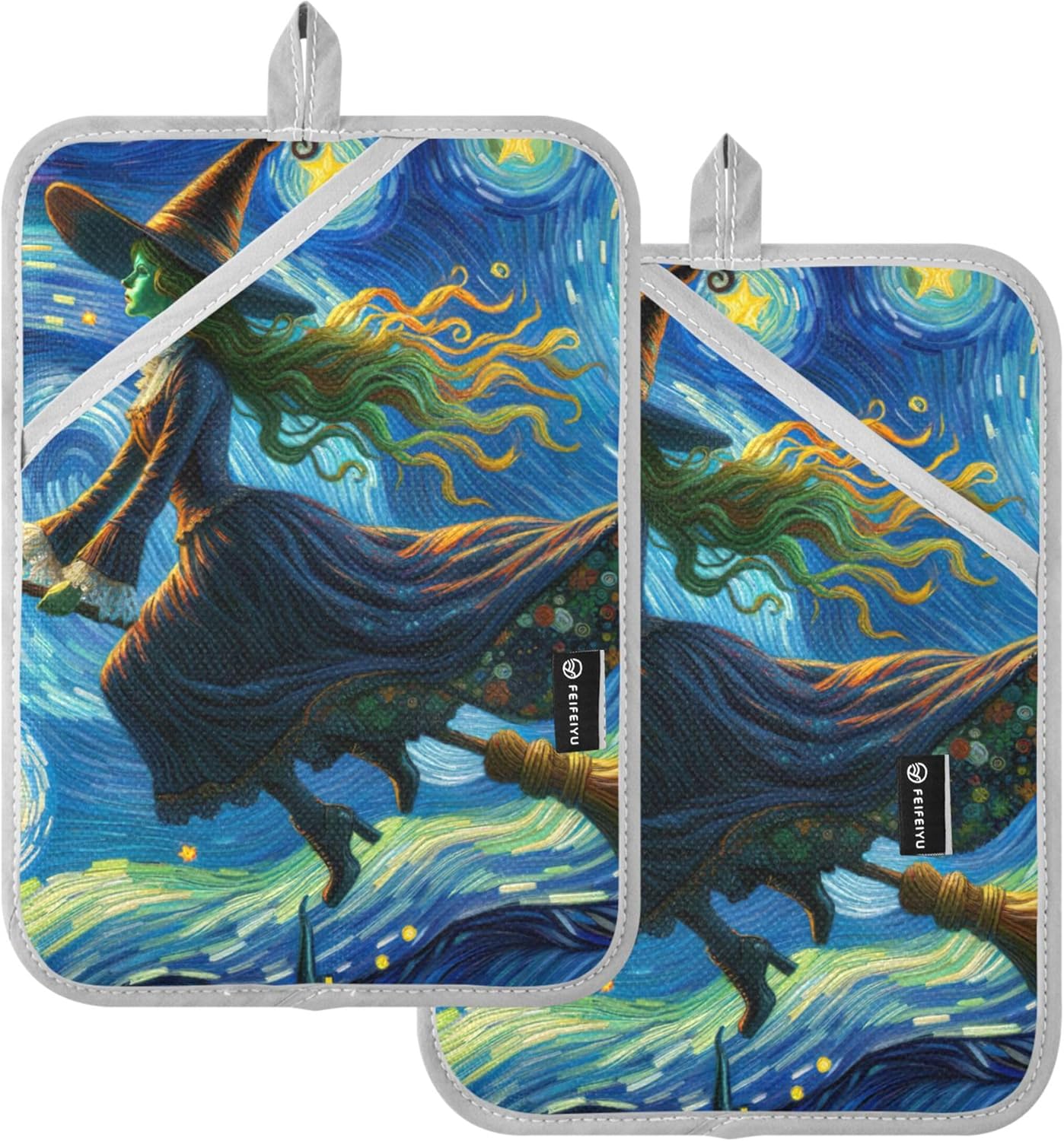 Trick or Treat Halloween LGBTI-Inspired Witchy Starry Night Oven Mitts