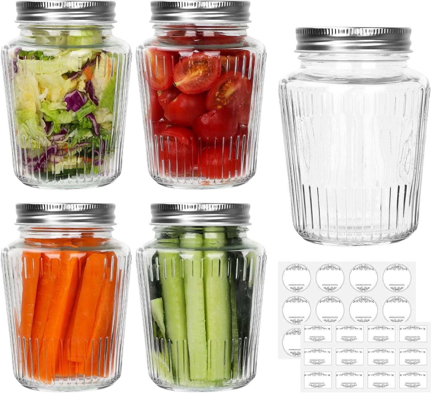 Cehomi 16 oz Glass Mason Jars with Lids - 4 Pack