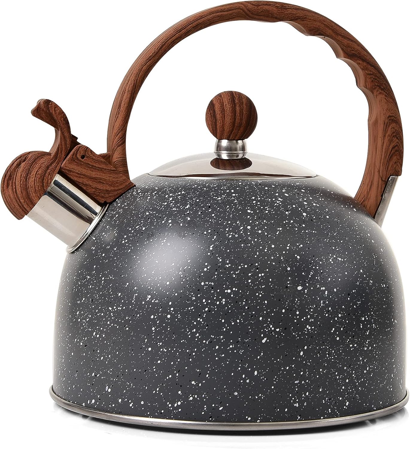 25 Quart Stainless Steel Wood Pattern Tea Kettle for Stove-Top Style