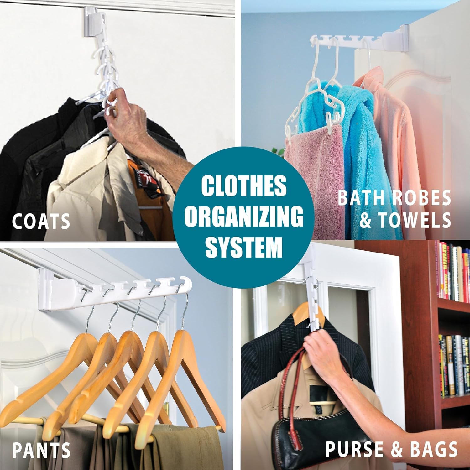 Freestanding over-the-door hanger organizer with 3-pack