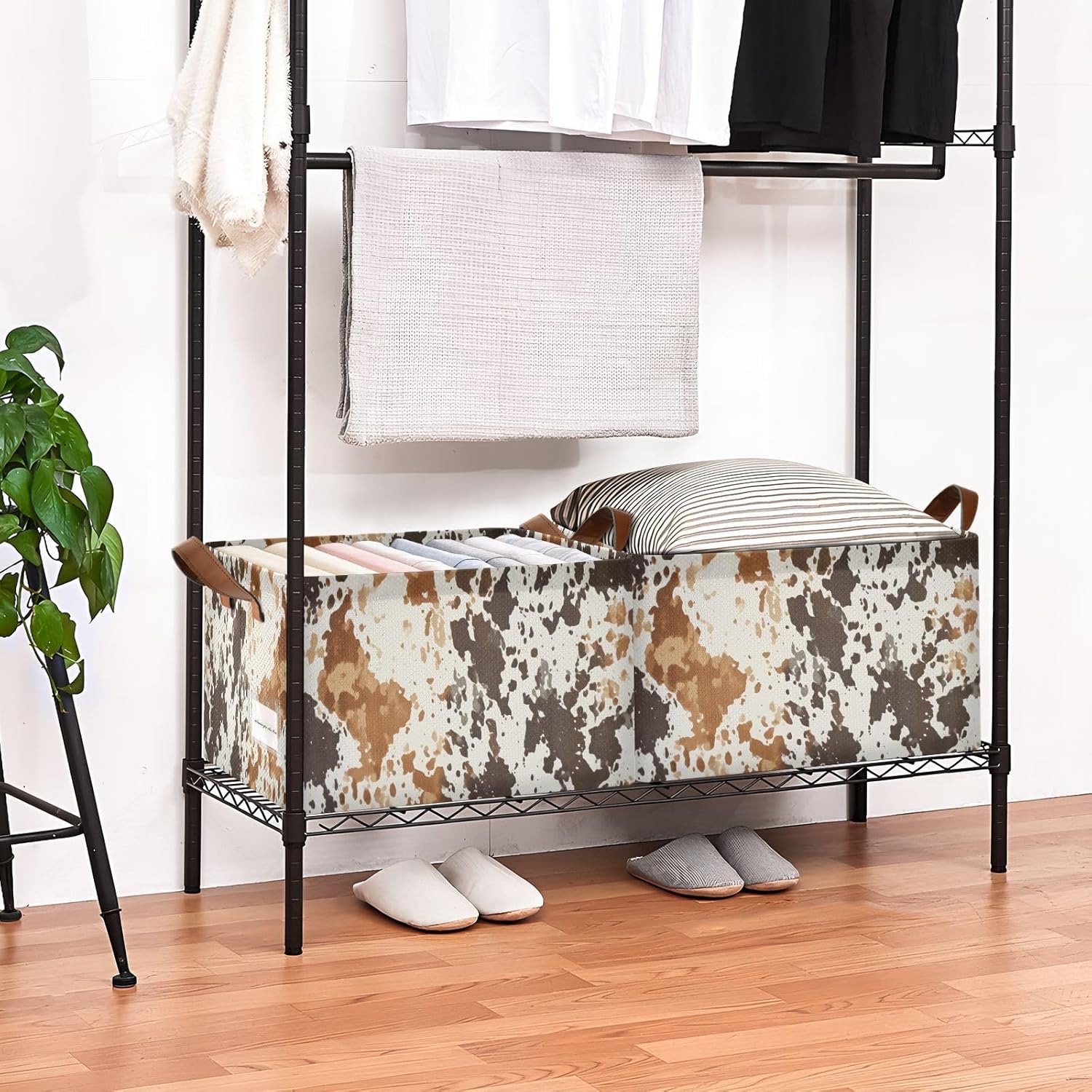 yetetasbin cow print storage basket