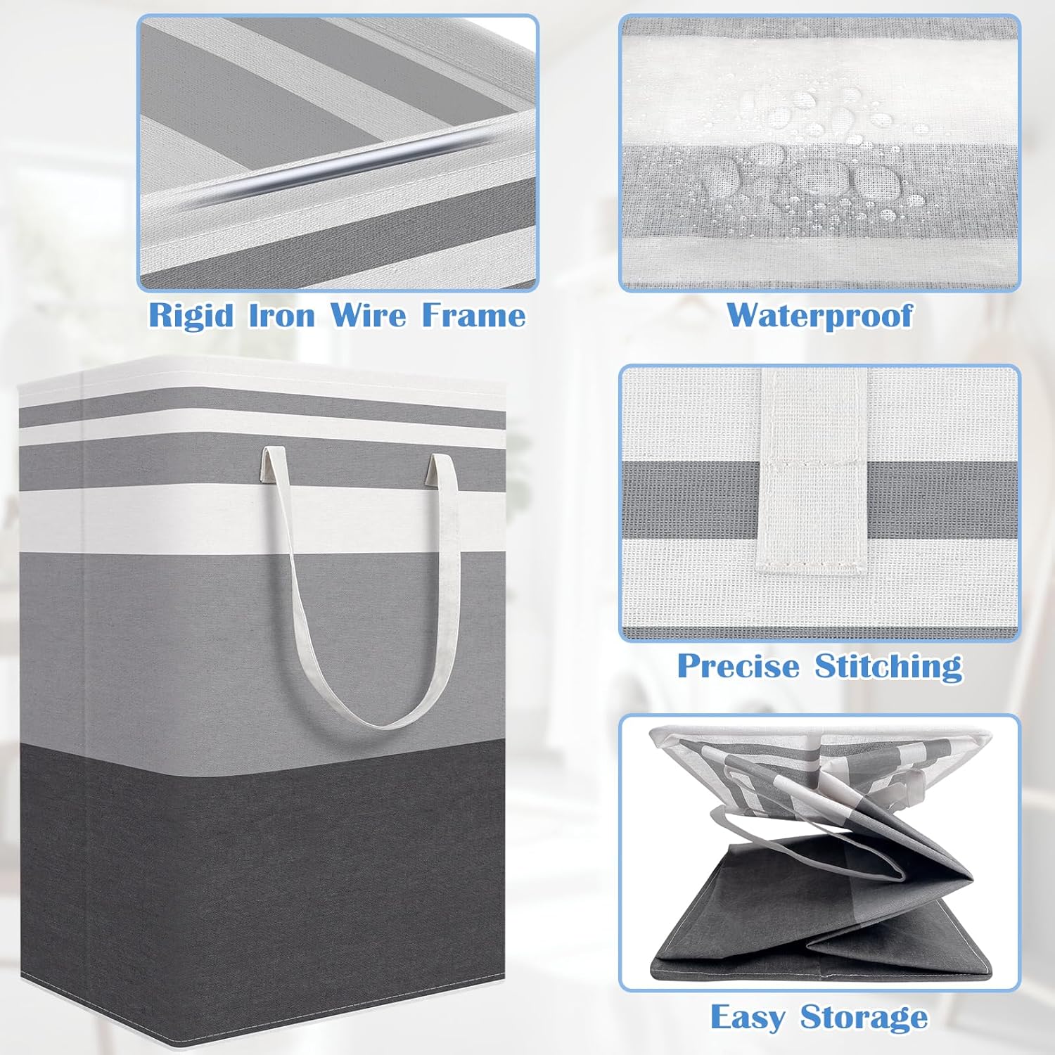 BlissTotes 3-Pack collapsible laundry basket waterproof easy to carry