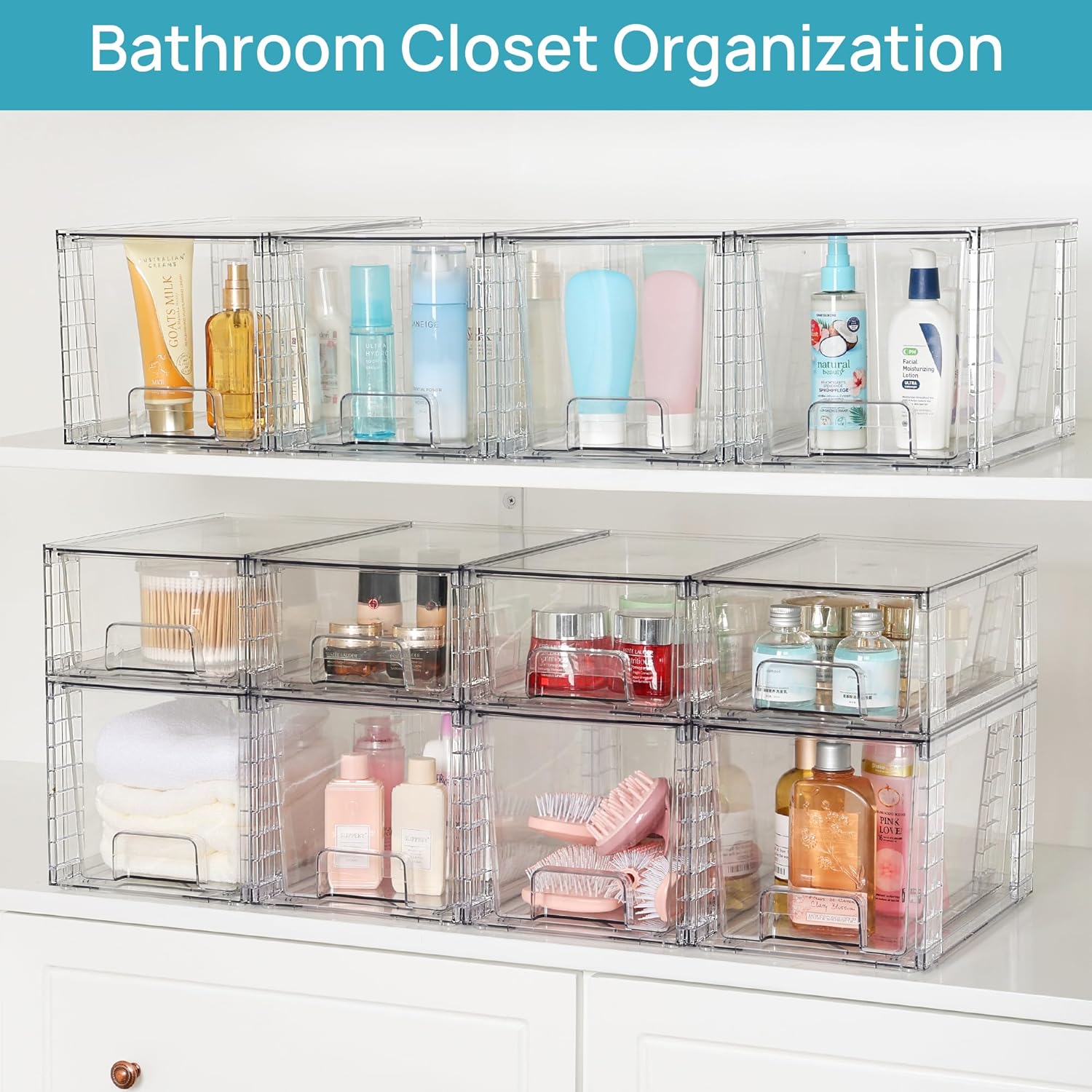 4-Pack Acrylic Storage Drawers for Bathroom Kitchen Pantry Organization