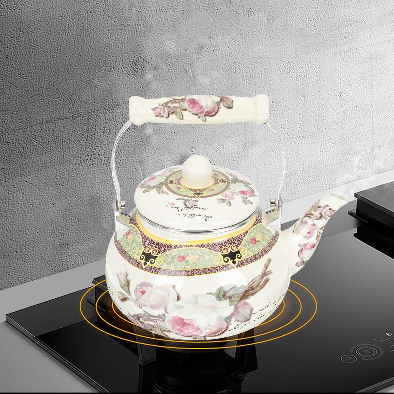 Luxshiny 25L Enamel Tea Pot for Stovetop
