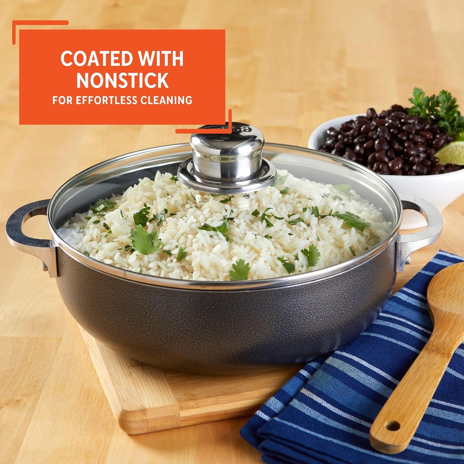 IMUSA 32Qt Nonstick Charcoal Dutch Oven with Glass Lid