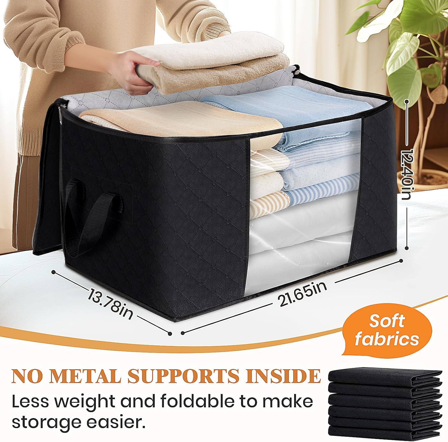 6 Pack Storage Totes - Black
