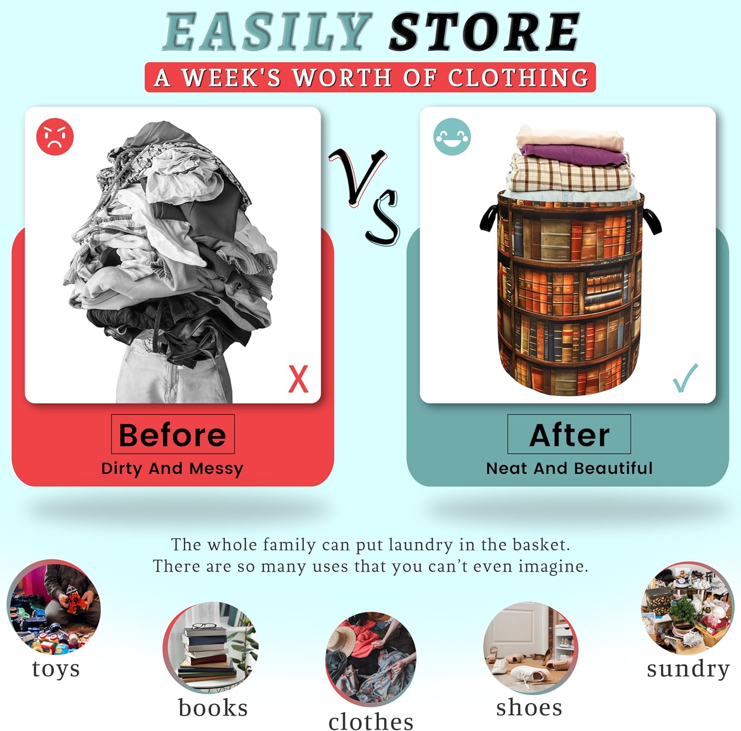 Retro Wooden Laundry Basket 189x165 for Home Kitchen