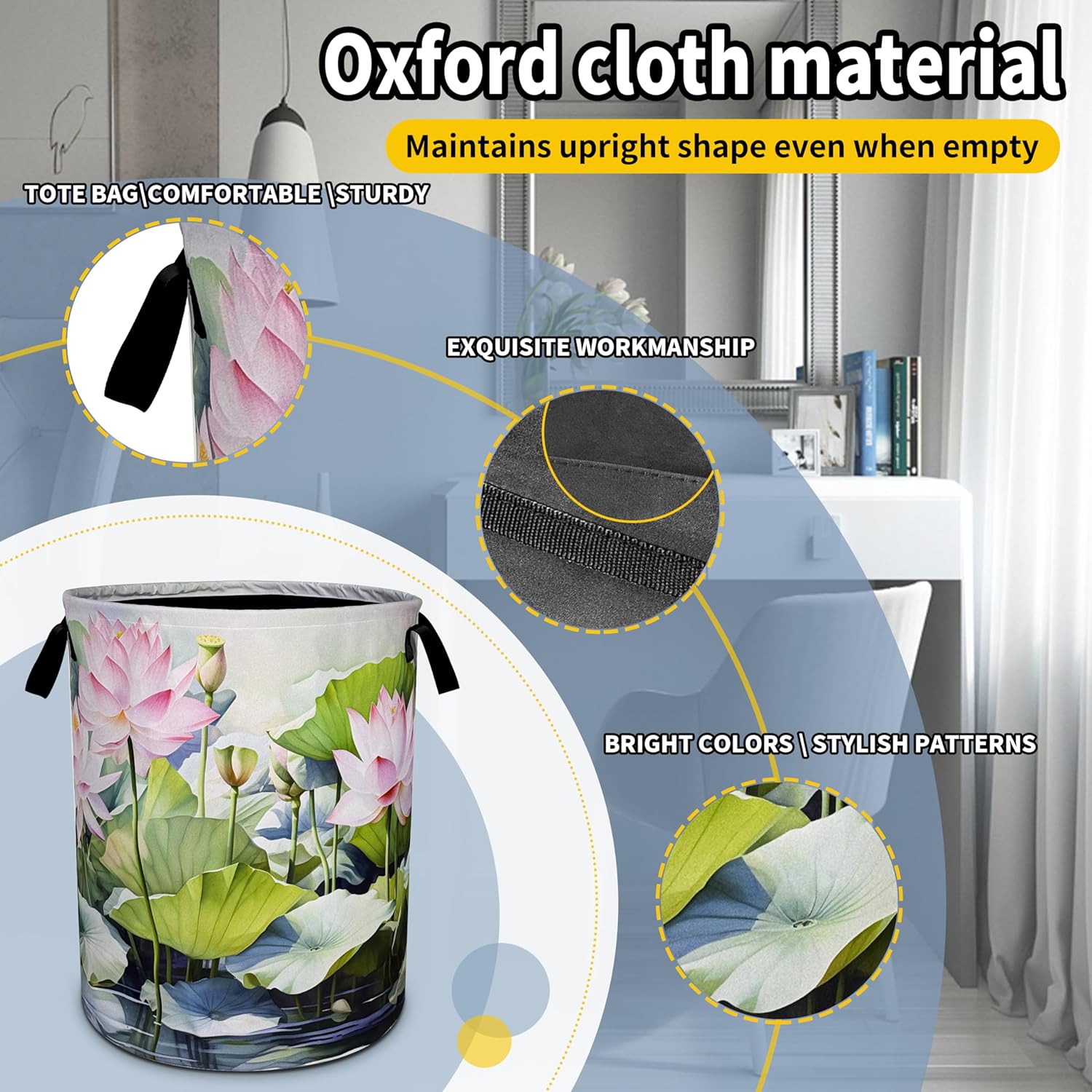 Elegant Foldable Laundry Basket for Home Office and Travel