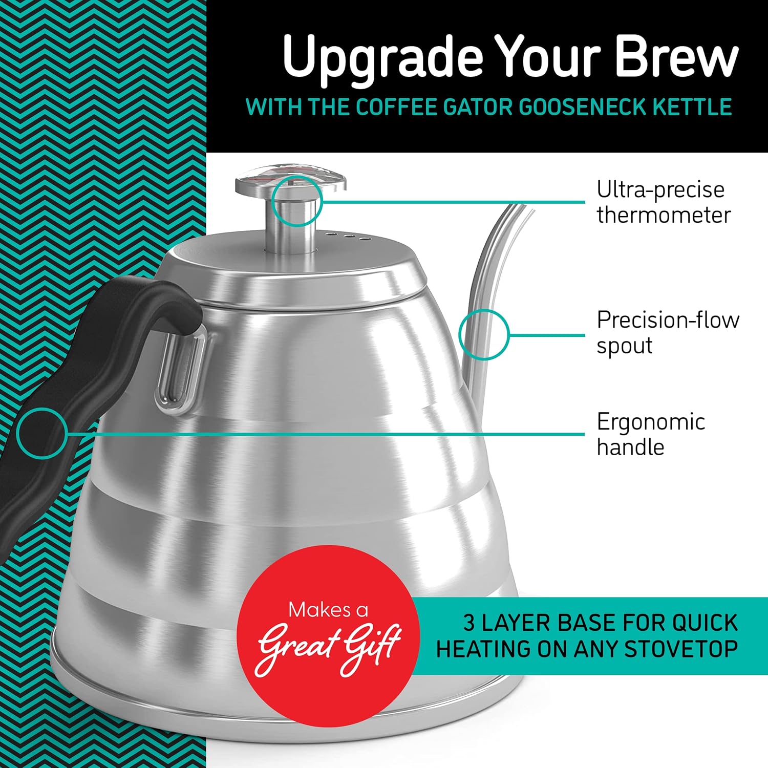 Coffee Gator Goose Neck Kettle 40 oz BPA-Free
