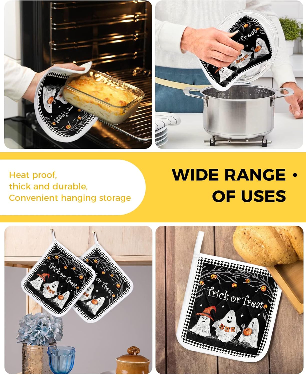 Halloween Trick or Treat Pot Holder Set