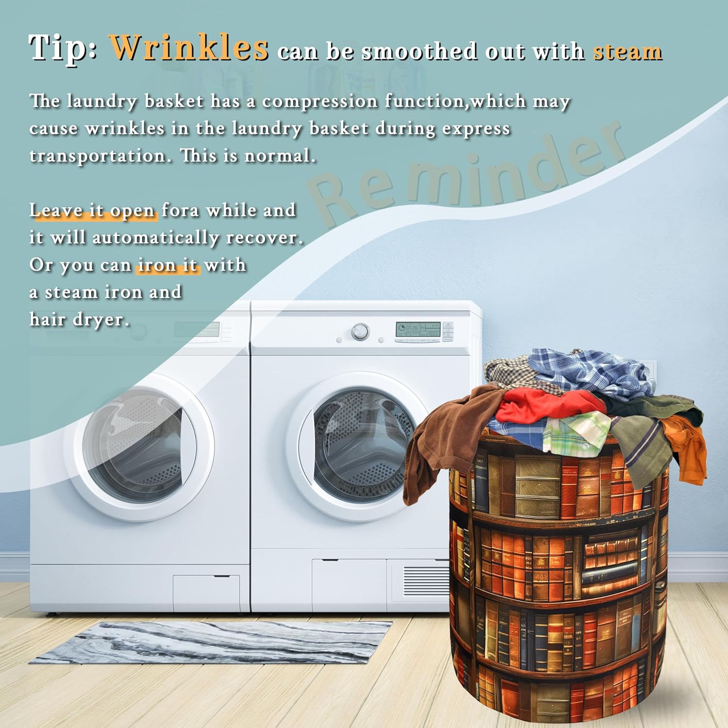 Retro Wooden Laundry Basket 189x165 for Home Kitchen