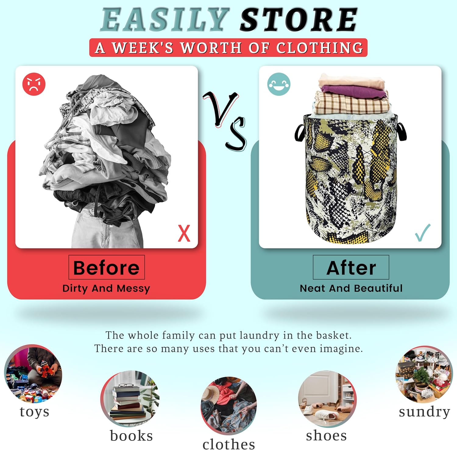 Retro Animal Snake Laundry Hamper