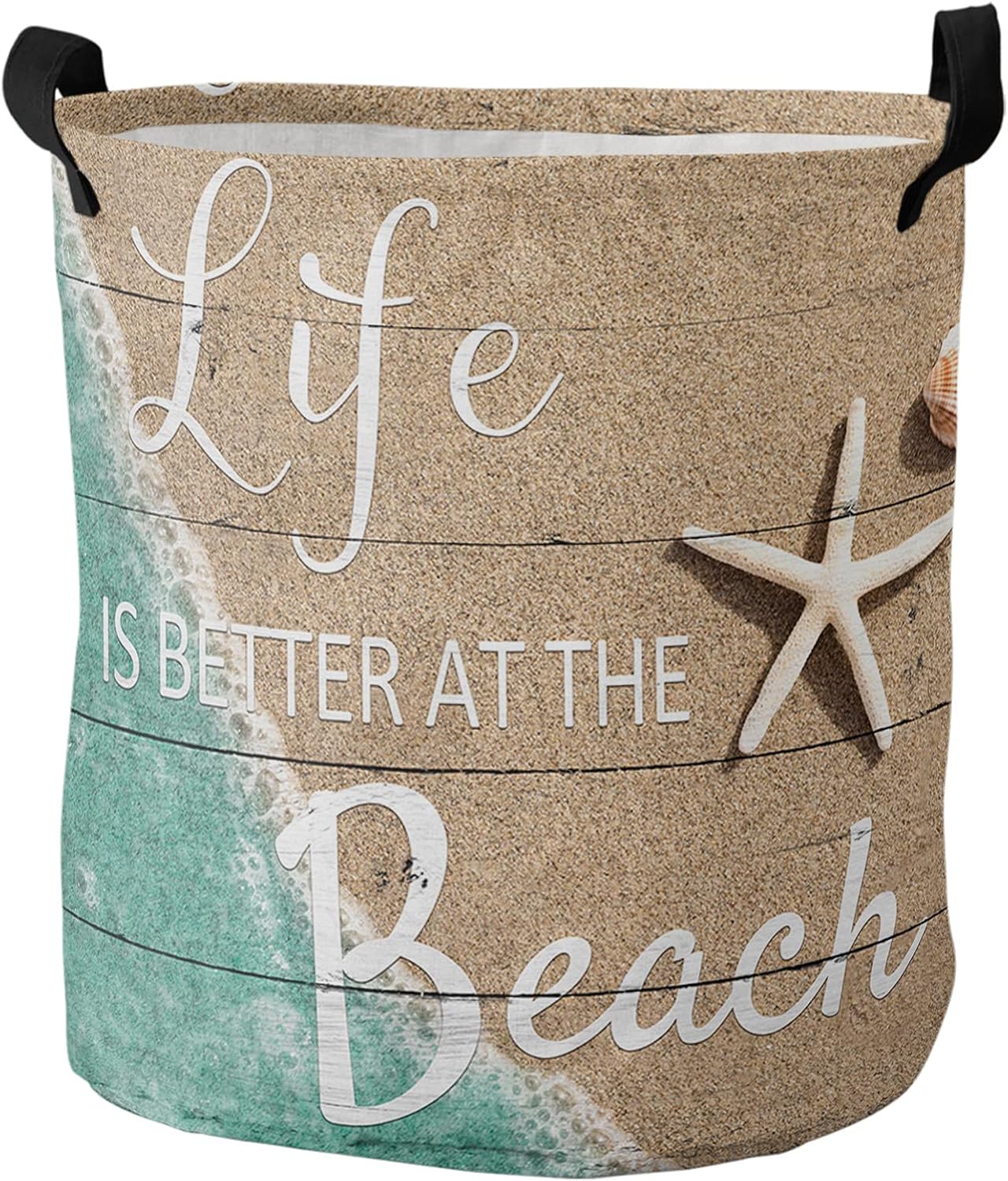Chees D Zone Starfish Waterproof Collapsible Laundry Basket - Summer Coastal Design