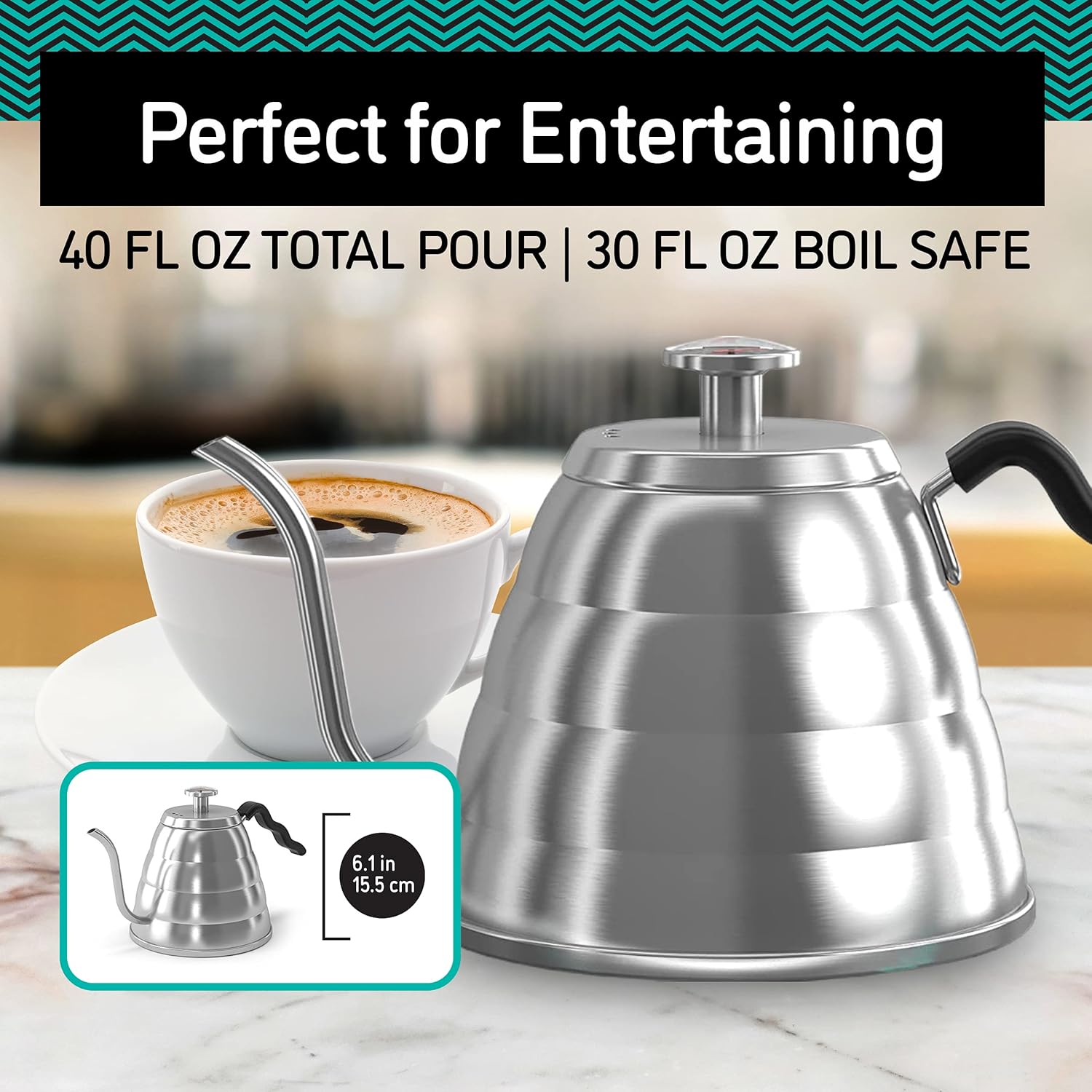 Coffee Gator Goose Neck Kettle 40 oz BPA-Free