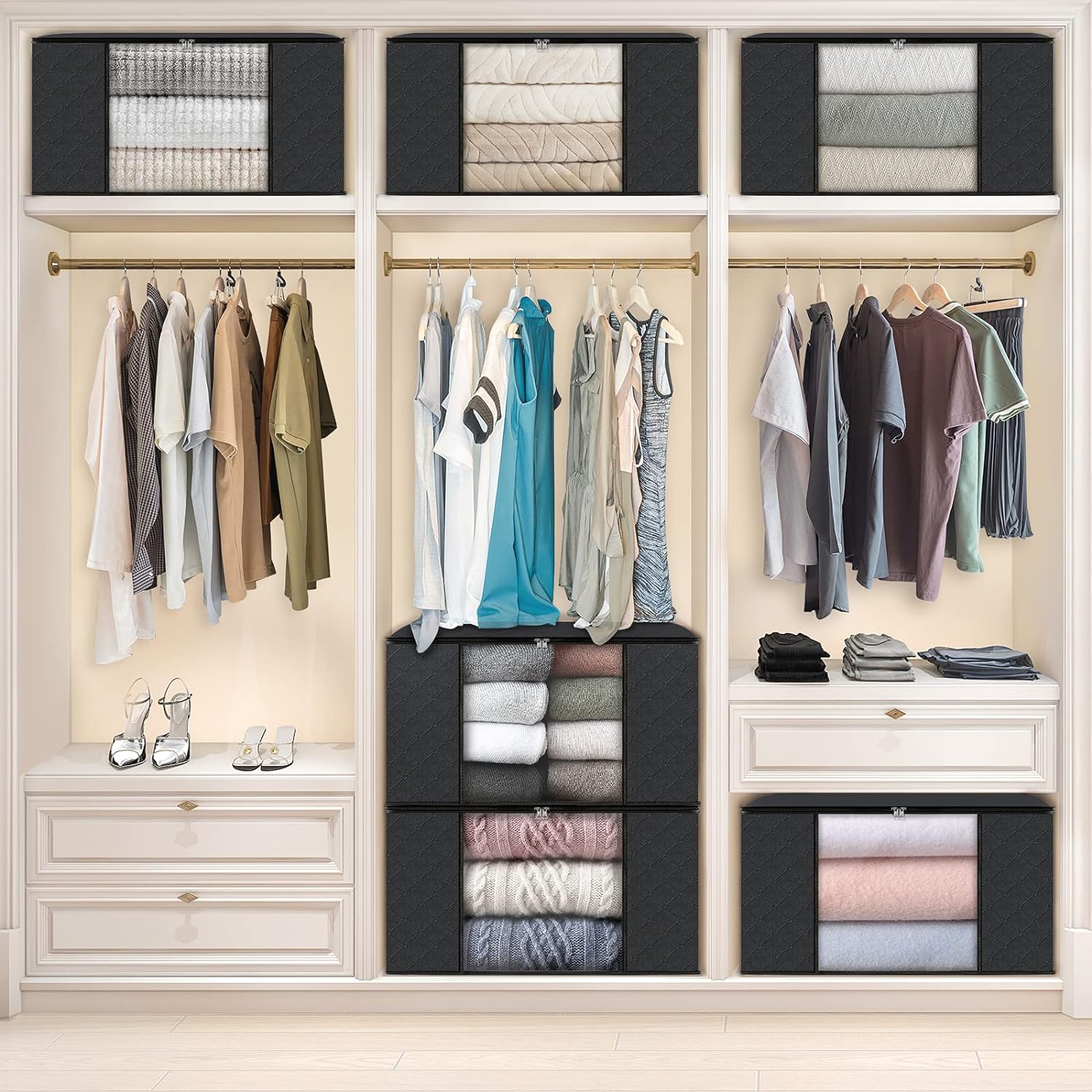 6 Pack Storage Totes - Black