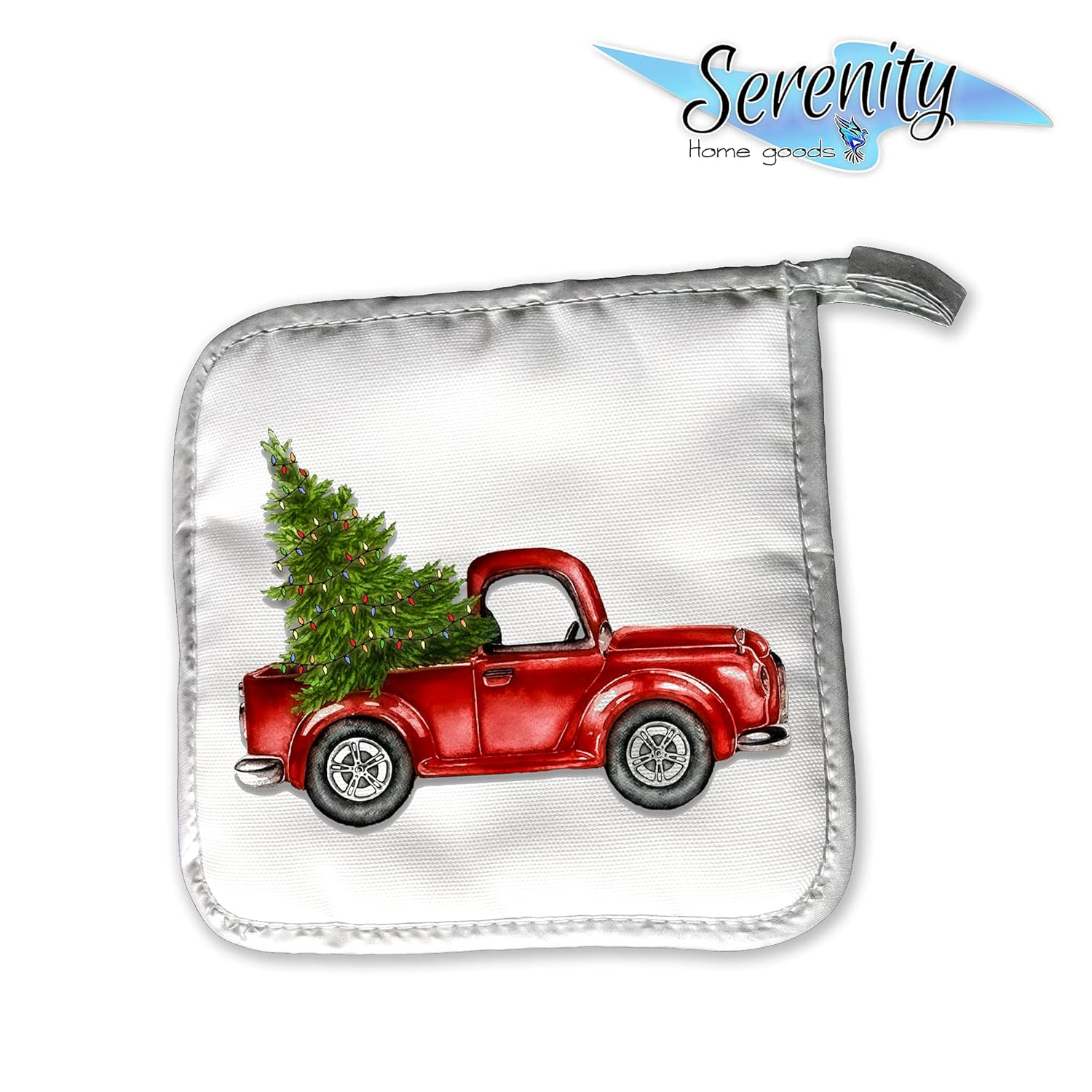 Handmade Red Truck Oven Mitt Set for Christmas