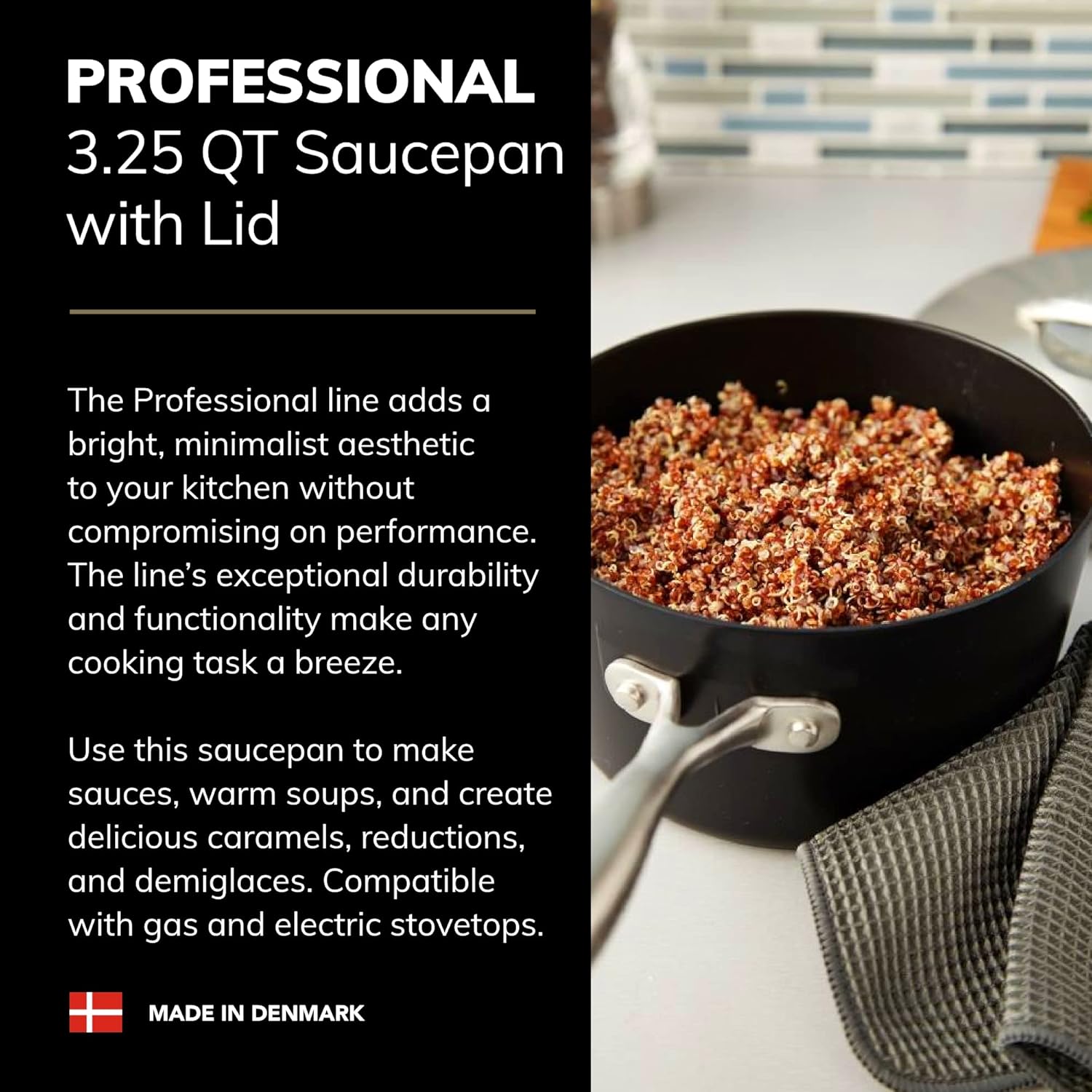 SCANPAN Professional 325 qt Durable Nonstick Saucepan with Lid