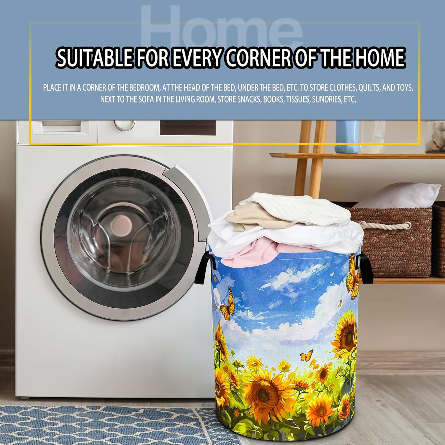 Sunflowers Butterflies Storage Basket